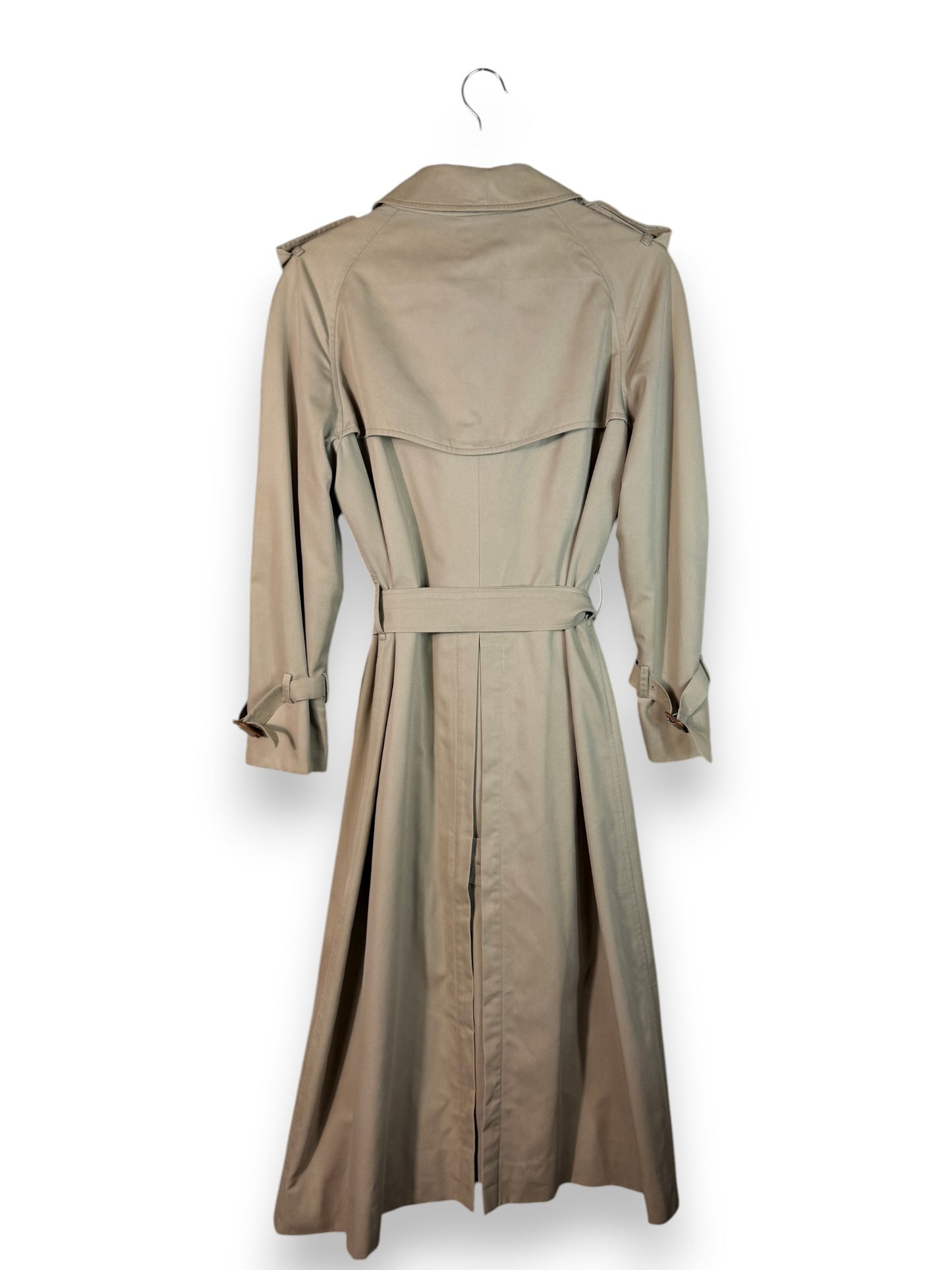 Burberrys’ Vintage Long Trench Coat – Women’s UK14 XL – Made in England