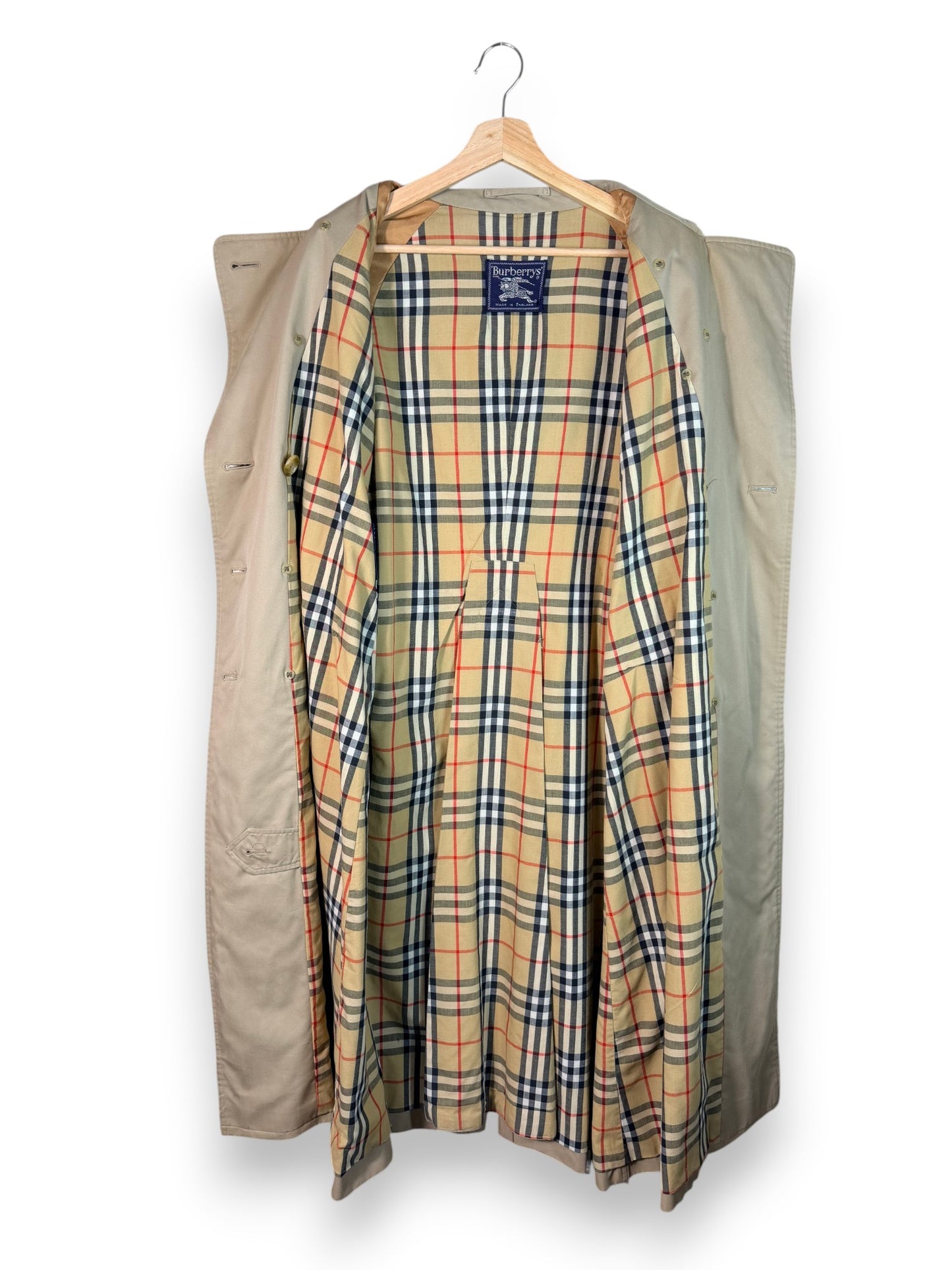 Burberrys’ Vintage Long Trench Coat – Women’s UK14 XL – Made in England