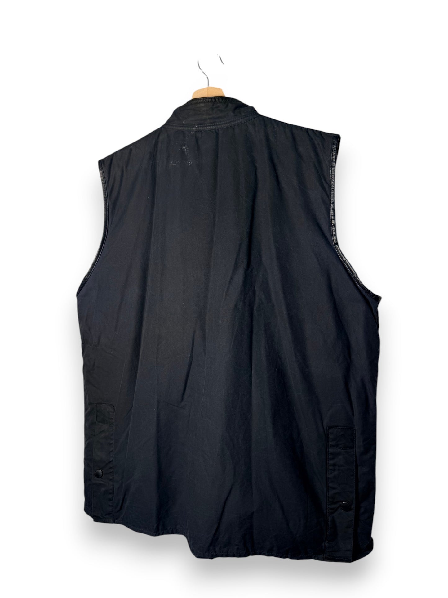 Vintage Barbour Westmorland Waxed Cotton Vest – Navy Blue – XL – 1993