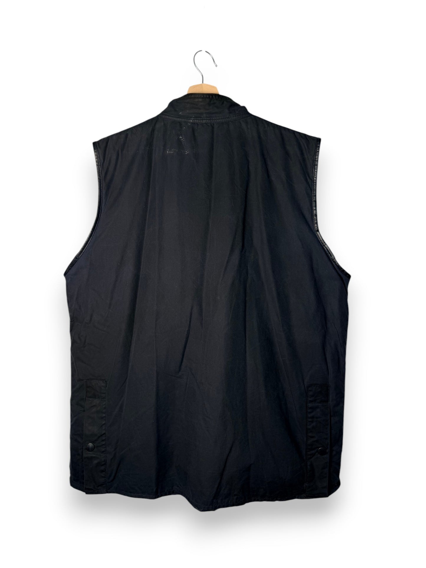Vintage Barbour Westmorland Waxed Cotton Vest – Navy Blue – XL – 1993