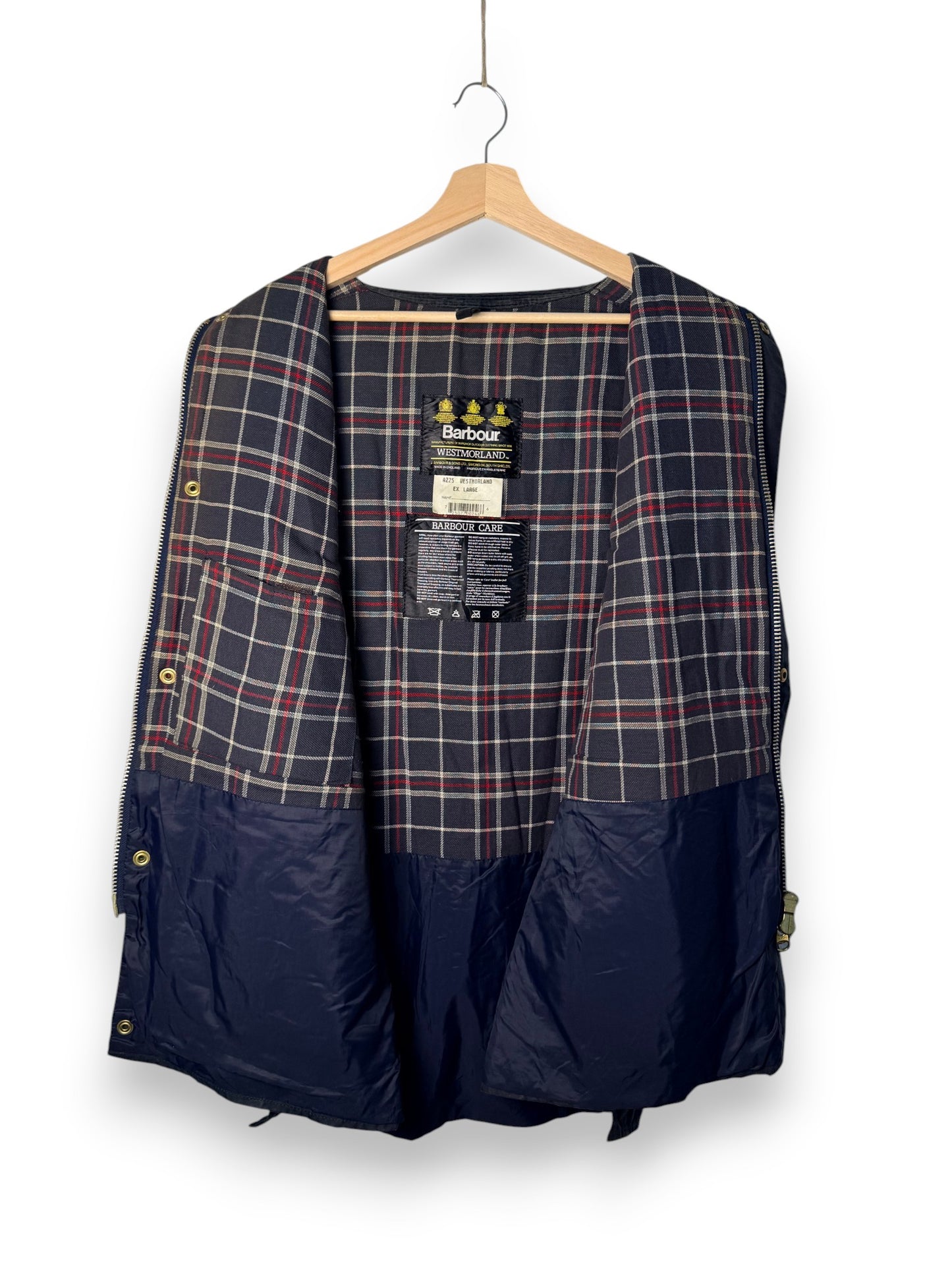 Vintage Barbour Westmorland Waxed Cotton Vest – Navy Blue – XL – 1993