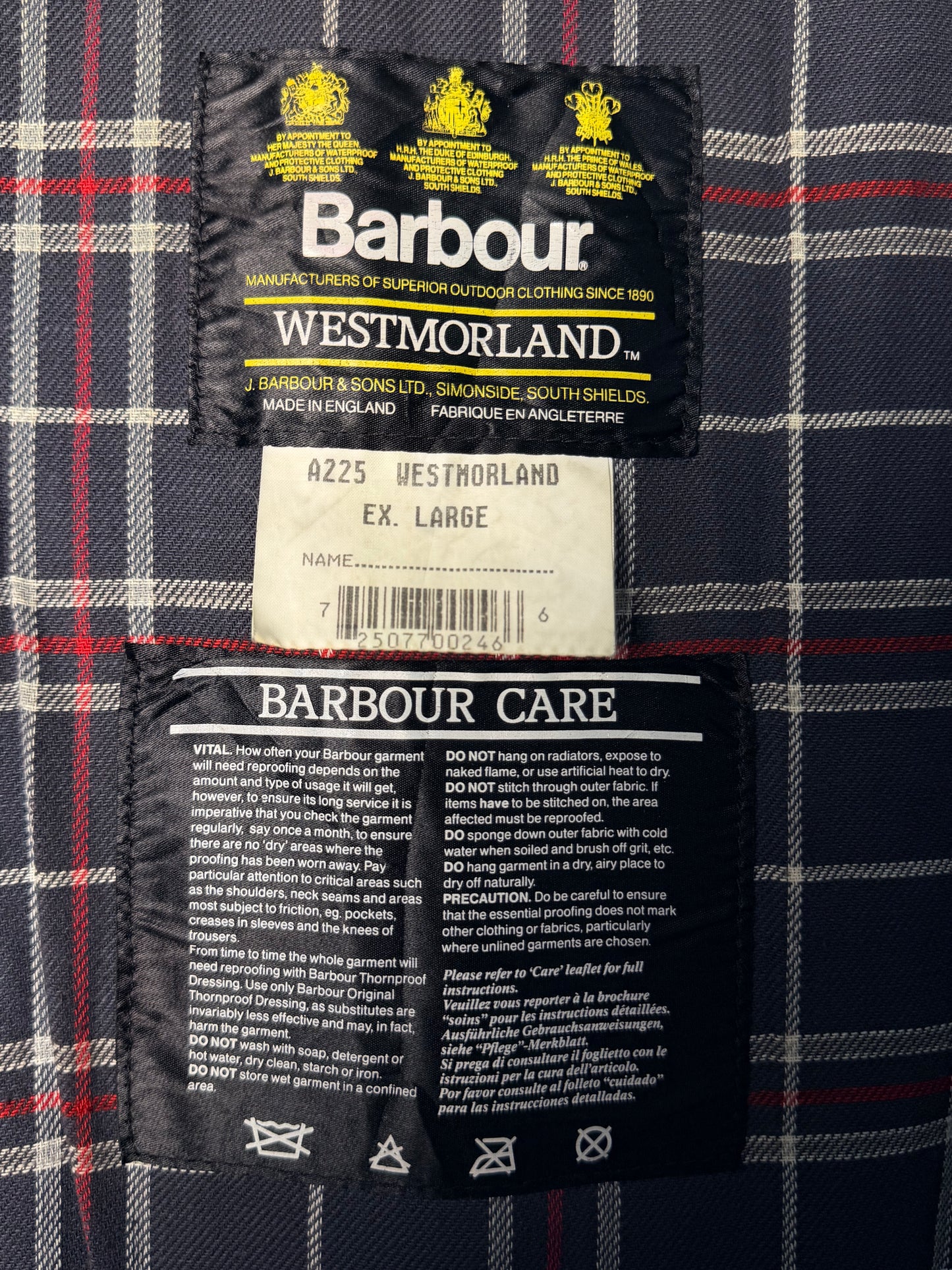 Vintage Barbour Westmorland Waxed Cotton Vest – Navy Blue – XL – 1993