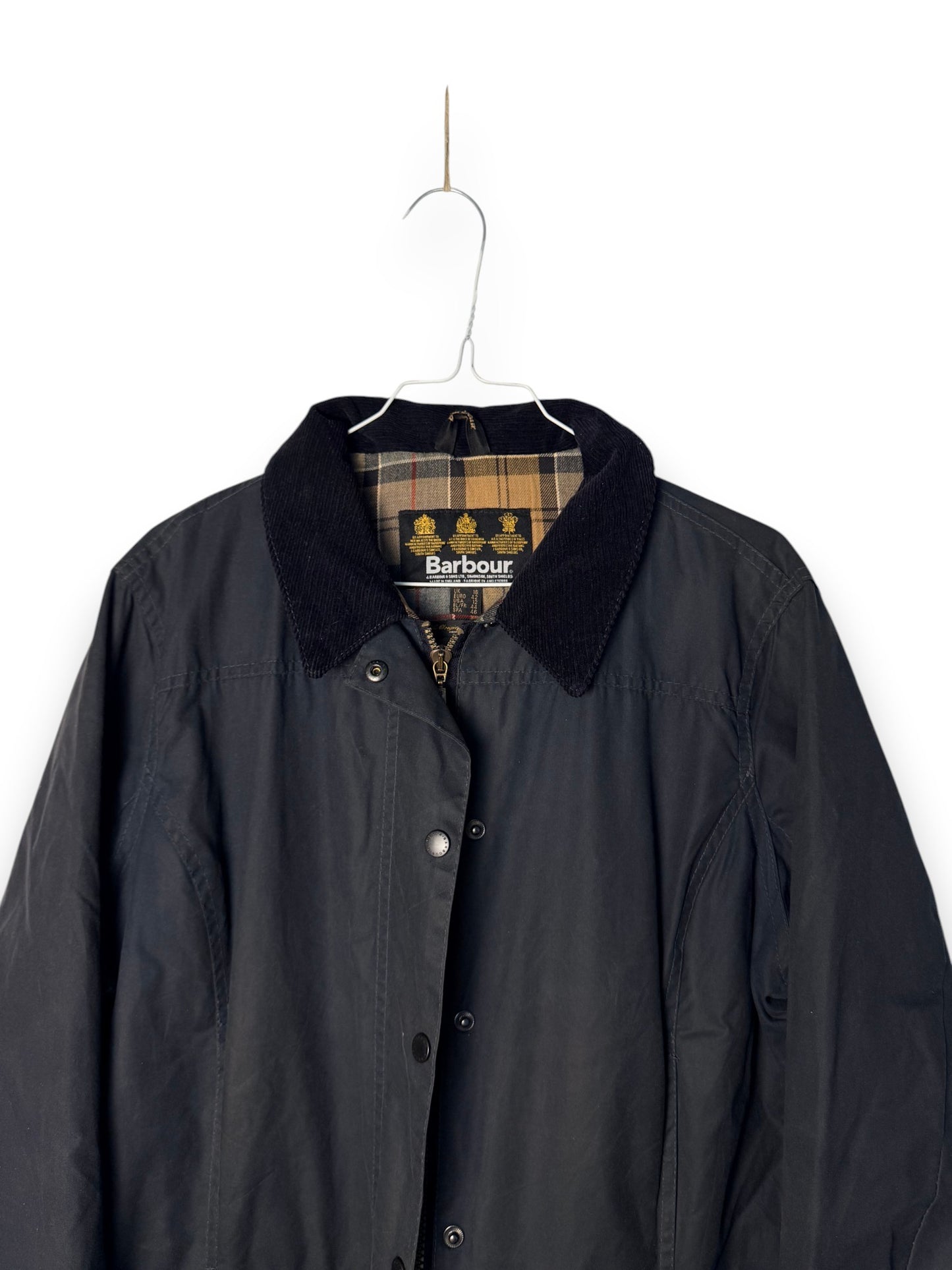Barbour Lady Utility 2 Pocket Wax Jacket Navy – UK 16 / XL