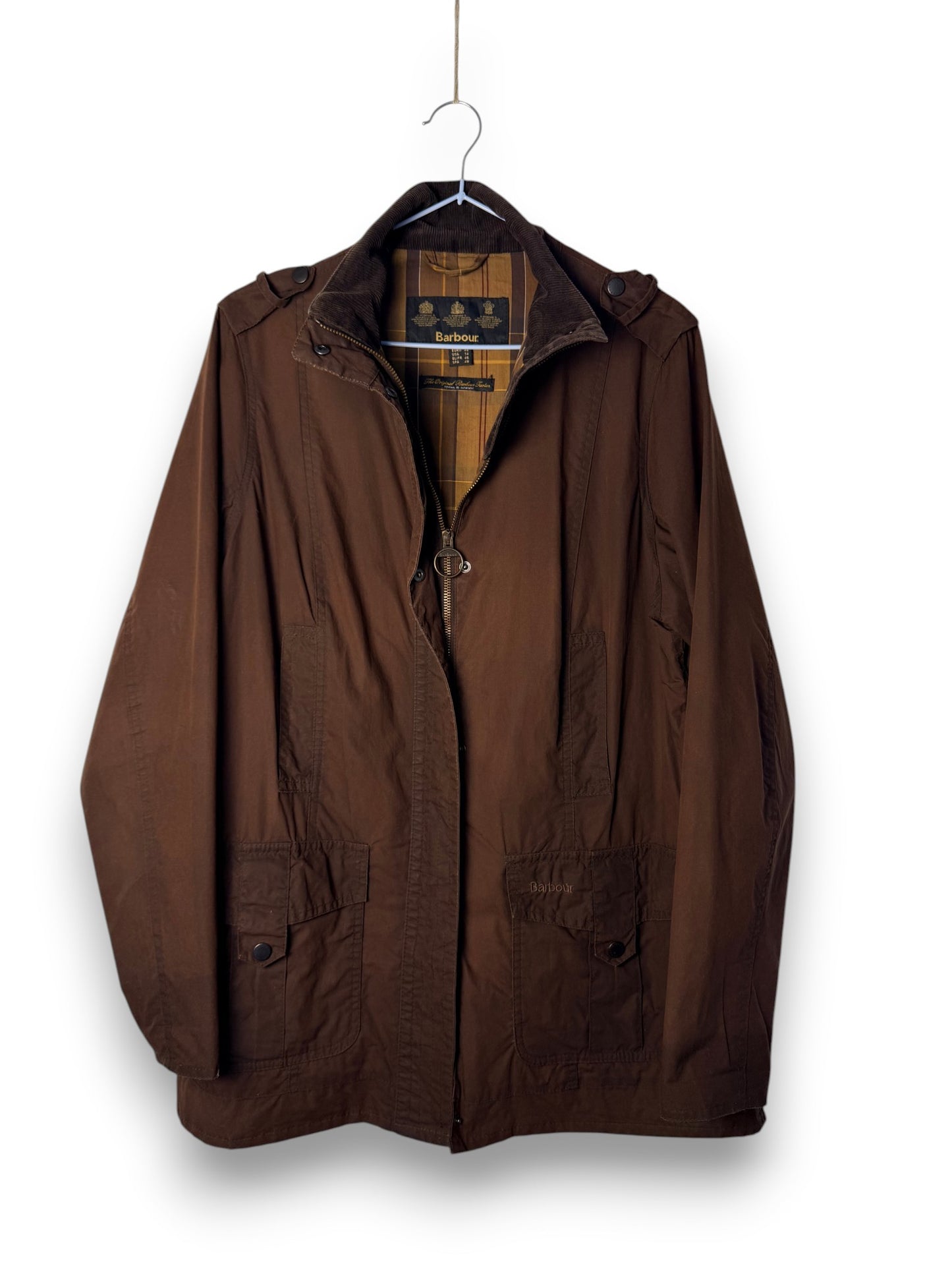 Barbour Lightweight Wax Jacket Rust Brown Utility Style UK18 XXL Vintage