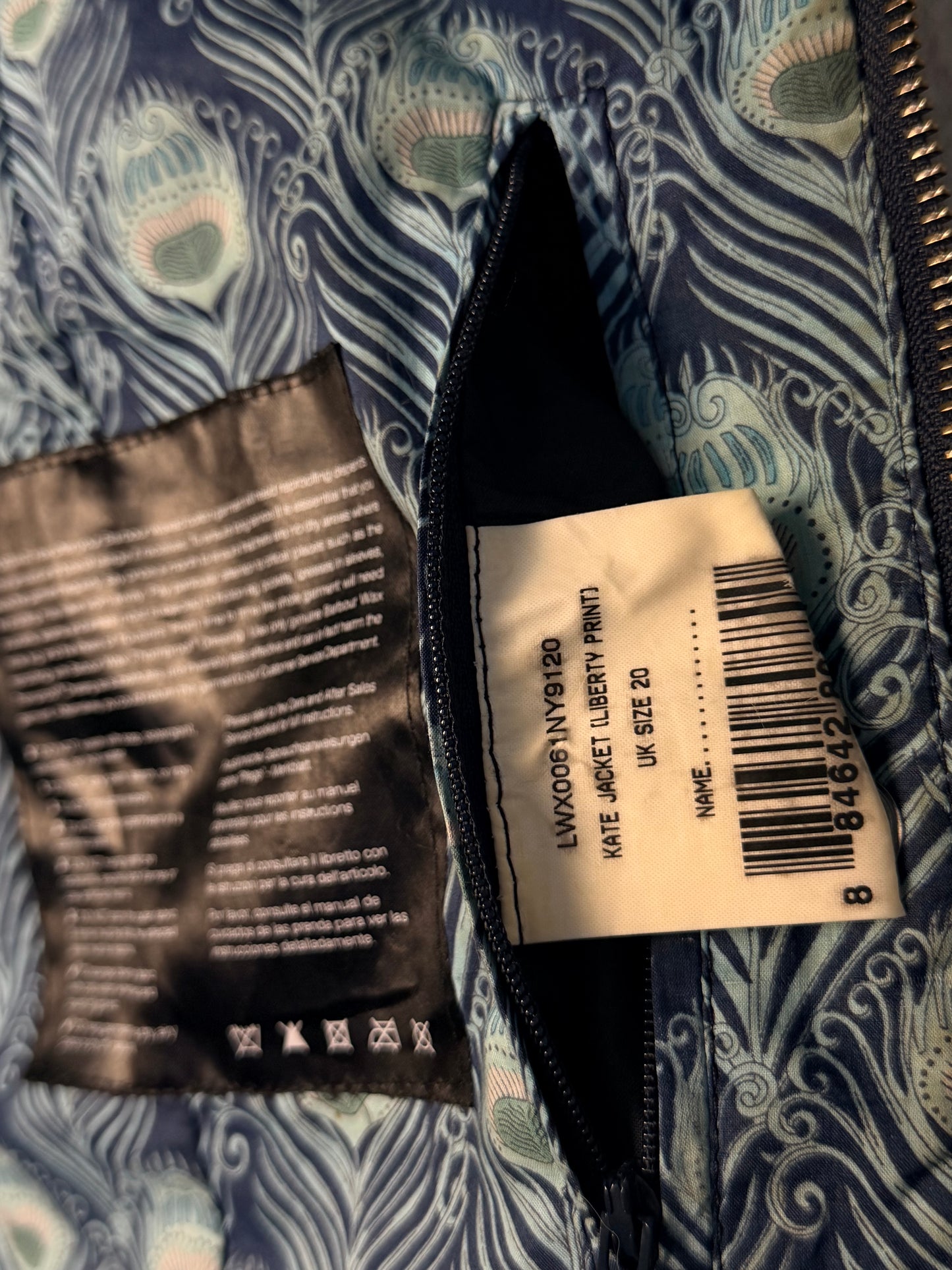 Barbour Kate Liberty Print Wax Jacket Navy UK20 / XXL
