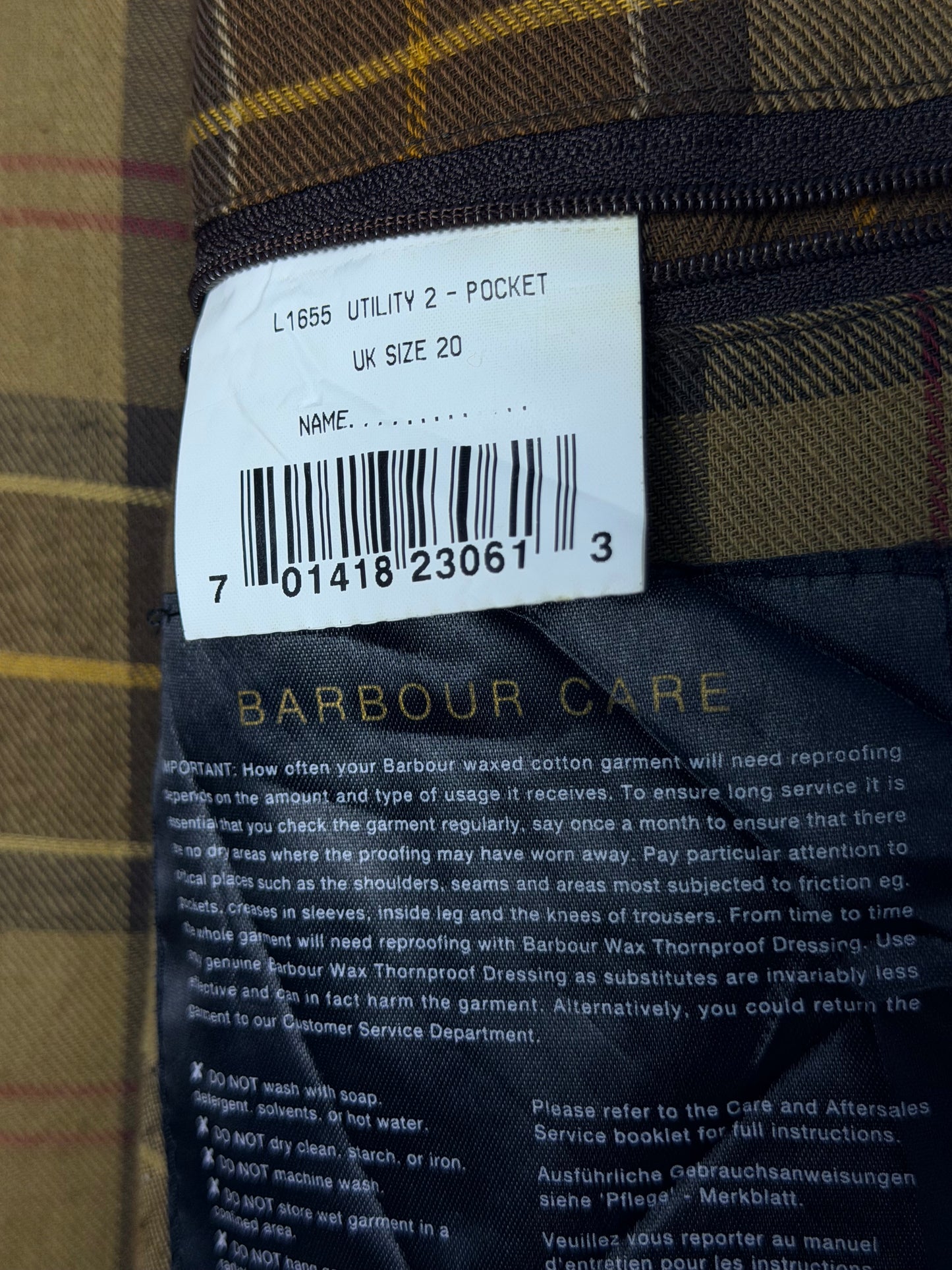 Barbour Utility 2 Pocket Wax Jacket – Rust Brown – UK 20 / XL