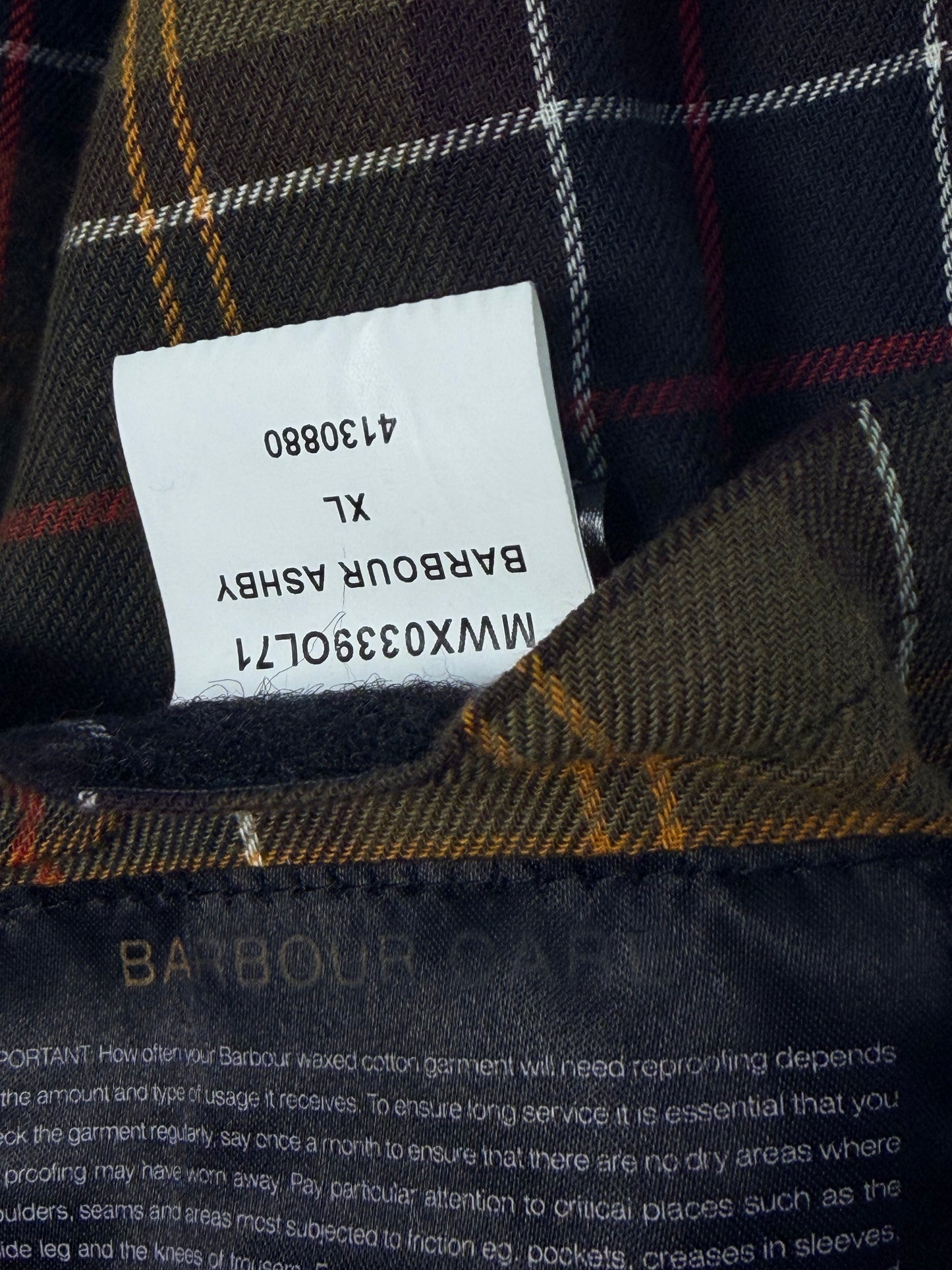 Barbour Ashby Wax Jacket – Olive – XL
