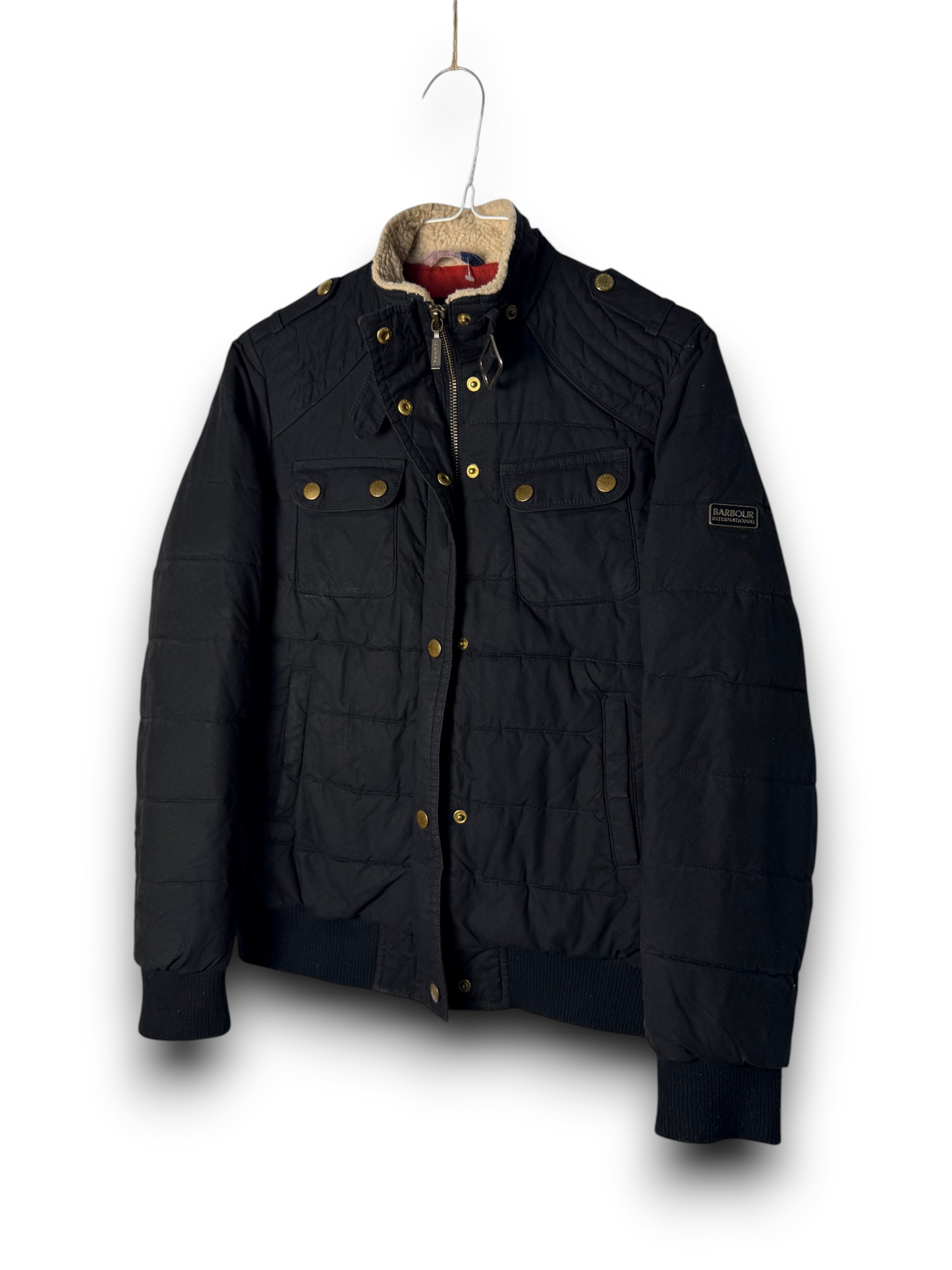 Barbour International Wax Bomber Jacket Kids XL (15Y) Black
