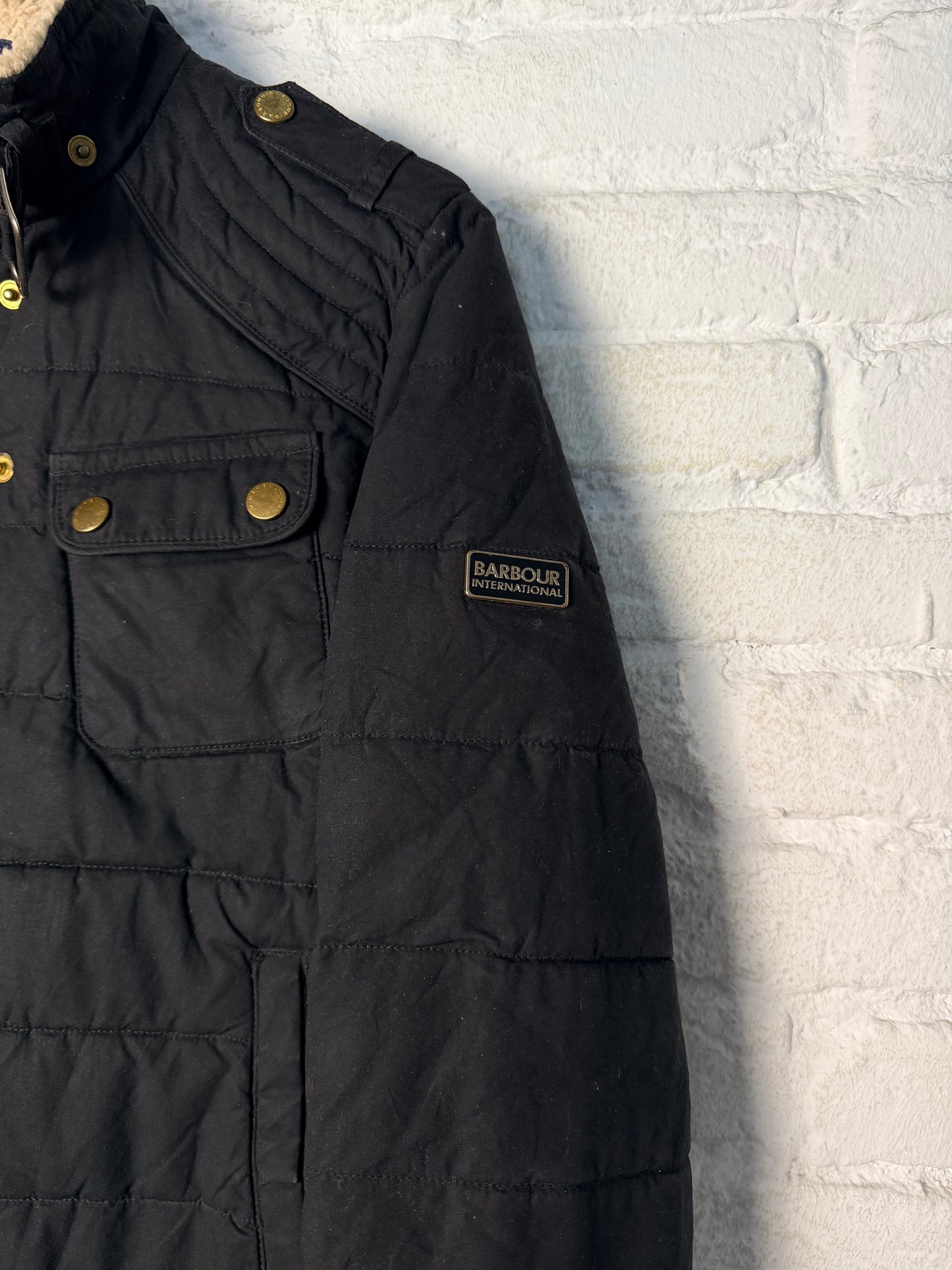 Barbour International Wax Bomber Jacket Kids XL (15Y) Black