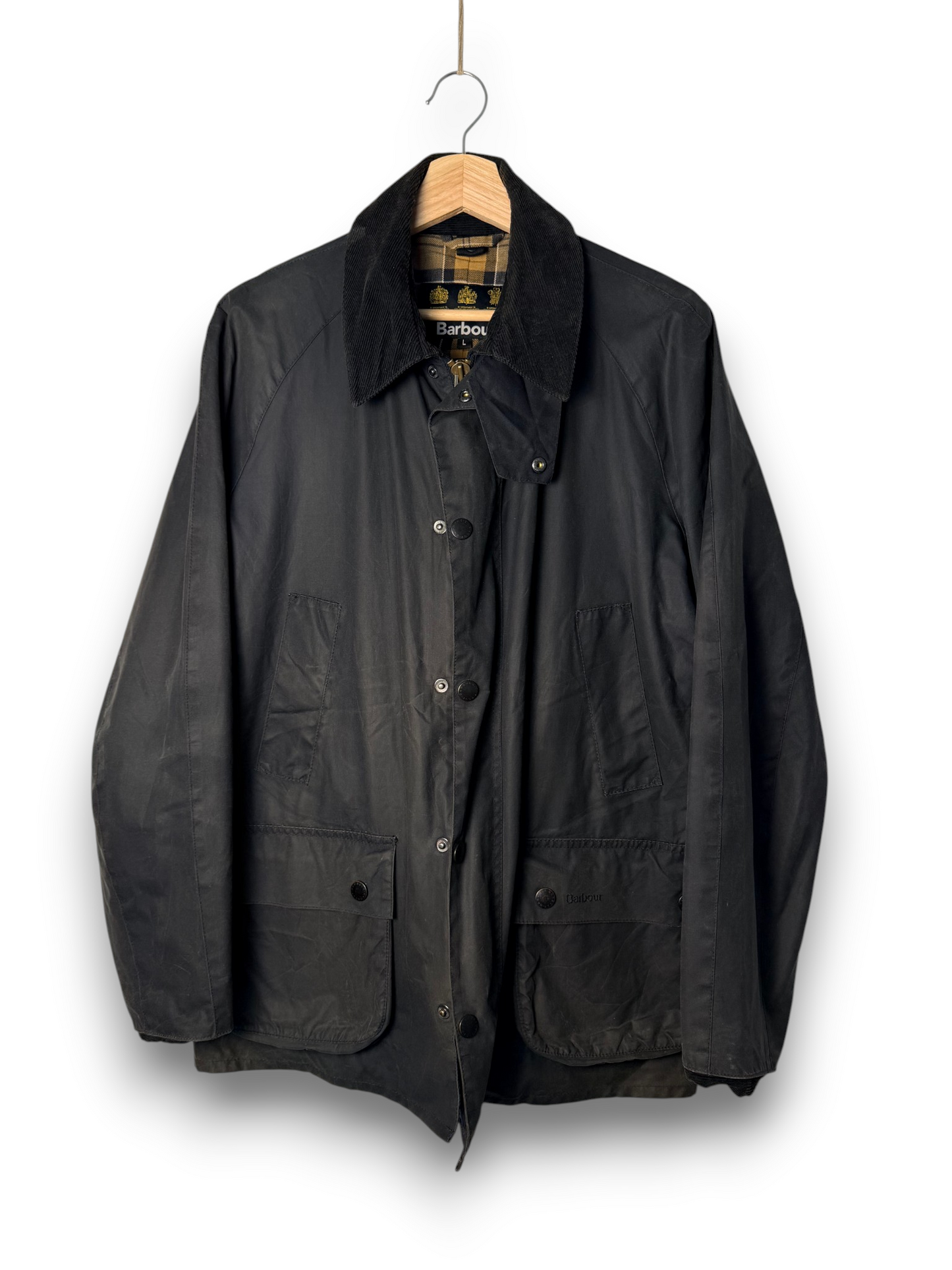 Barbour Ashby Wax Jacket Navy Blue L Vintage Slim Fit Cotton UK Heritage