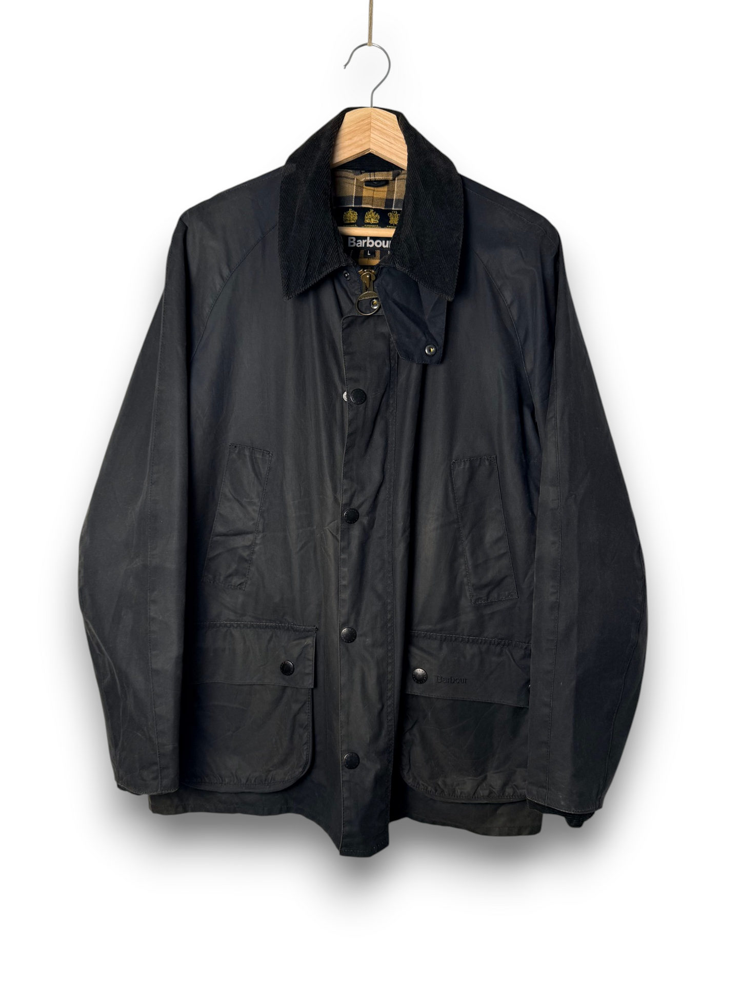 Barbour Ashby Wax Jacket Navy Blue L Vintage Slim Fit Cotton UK Heritage