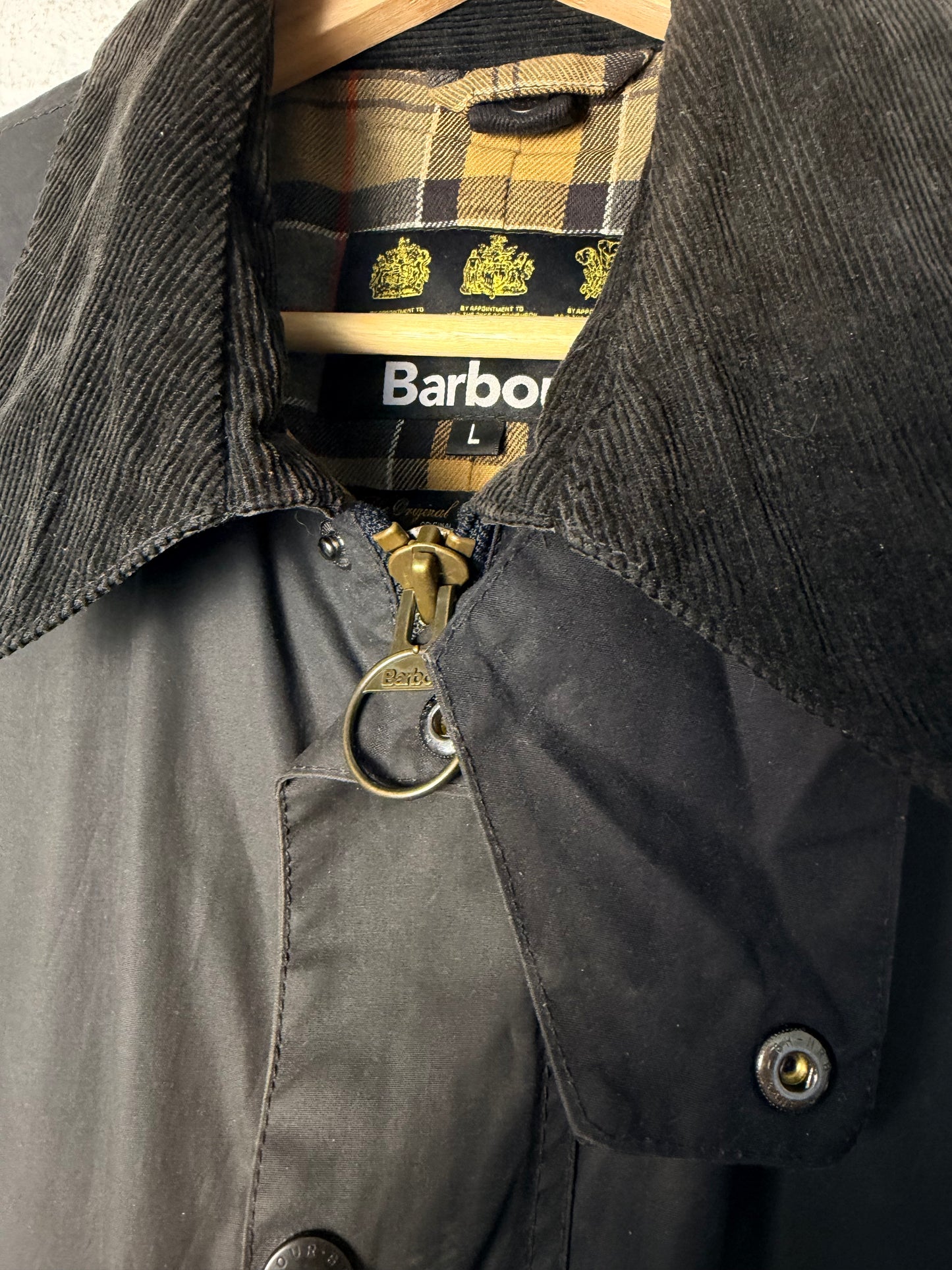 Barbour Ashby Wax Jacket Navy Blue L Vintage Slim Fit Cotton UK Heritage