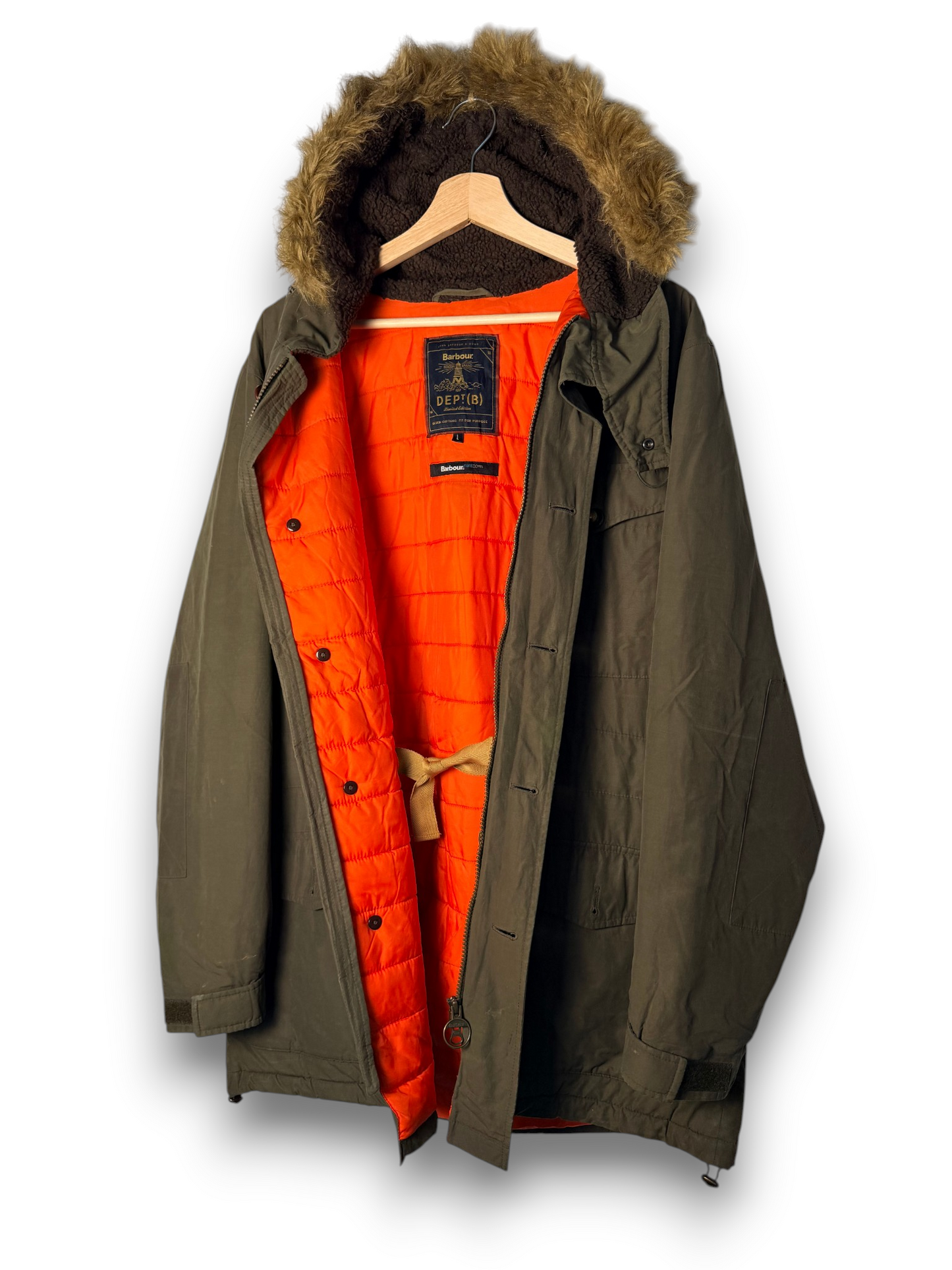 Barbour Dept B Propulsion Parka Olive L Hooded Technical Cotton Jacket
