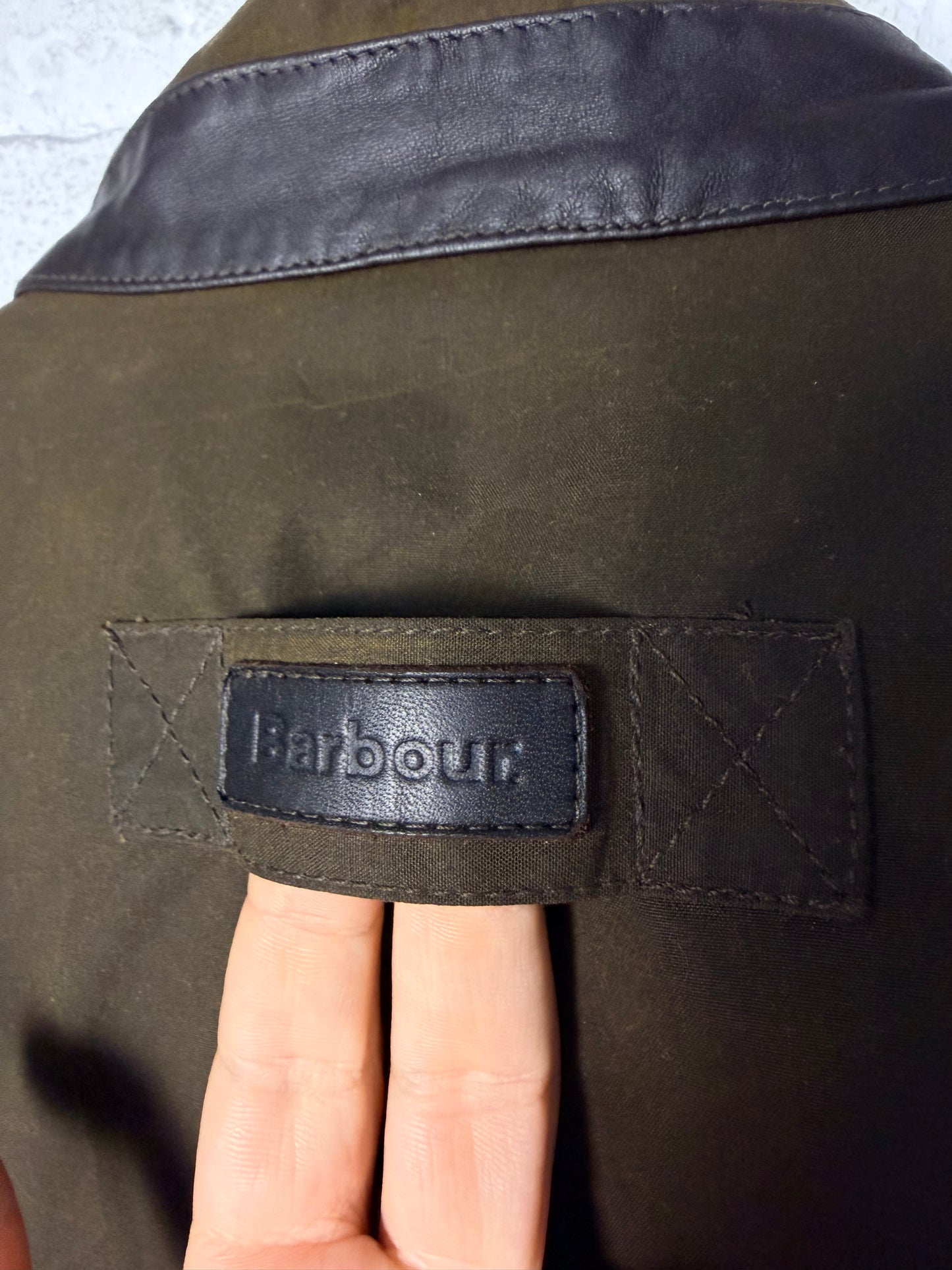 Vintage Barbour Hereford 3XL Olive Wax Jacket Quilted Lined Leather Trim