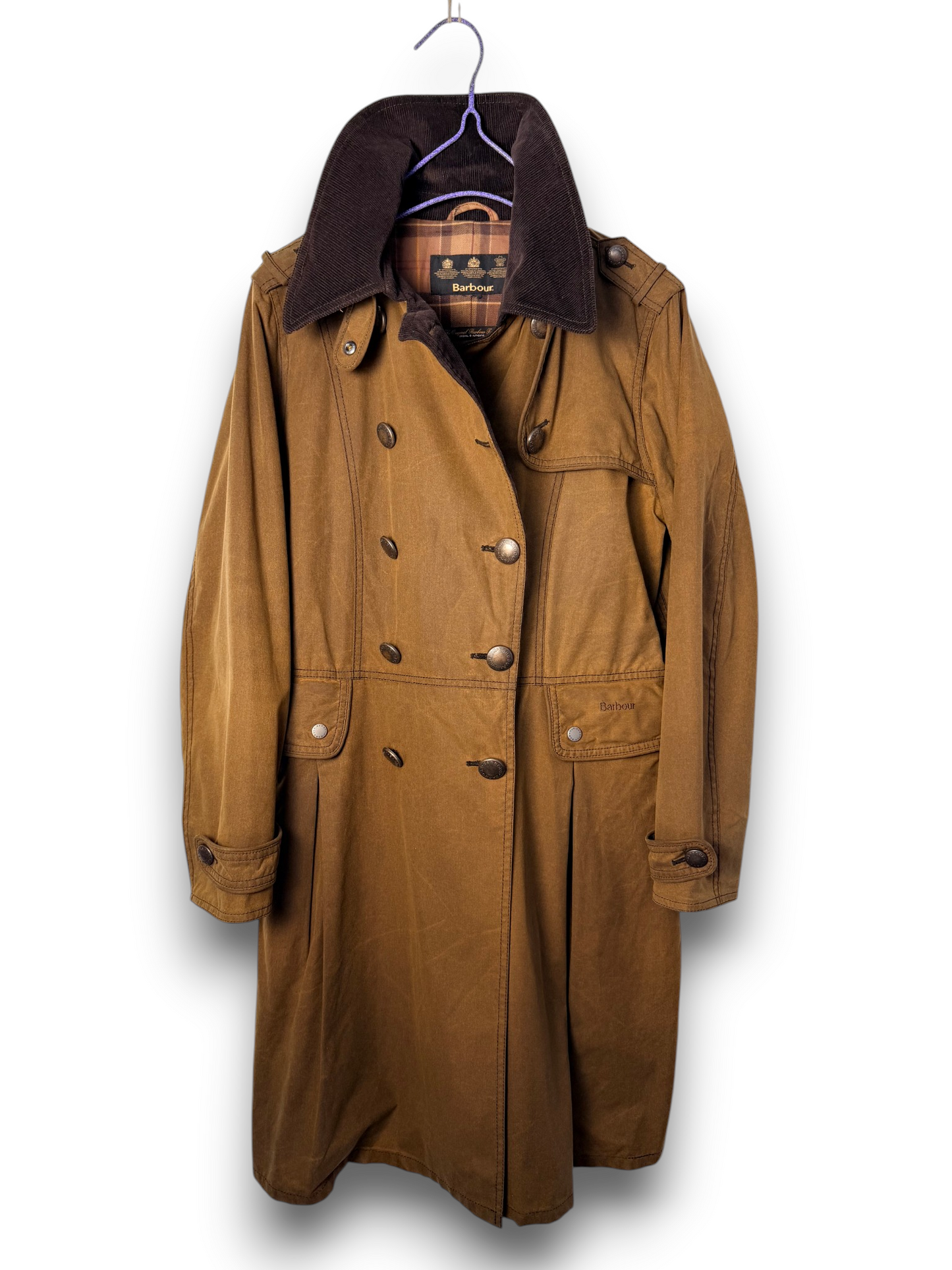 Vintage Barbour Regiment Coat Wax Jacket Sandstone UK16 Double Breasted