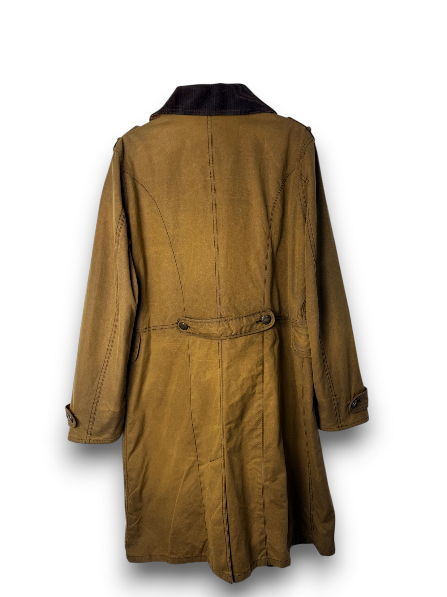 Vintage Barbour Regiment Coat Wax Jacket Sandstone UK16 Double Breasted