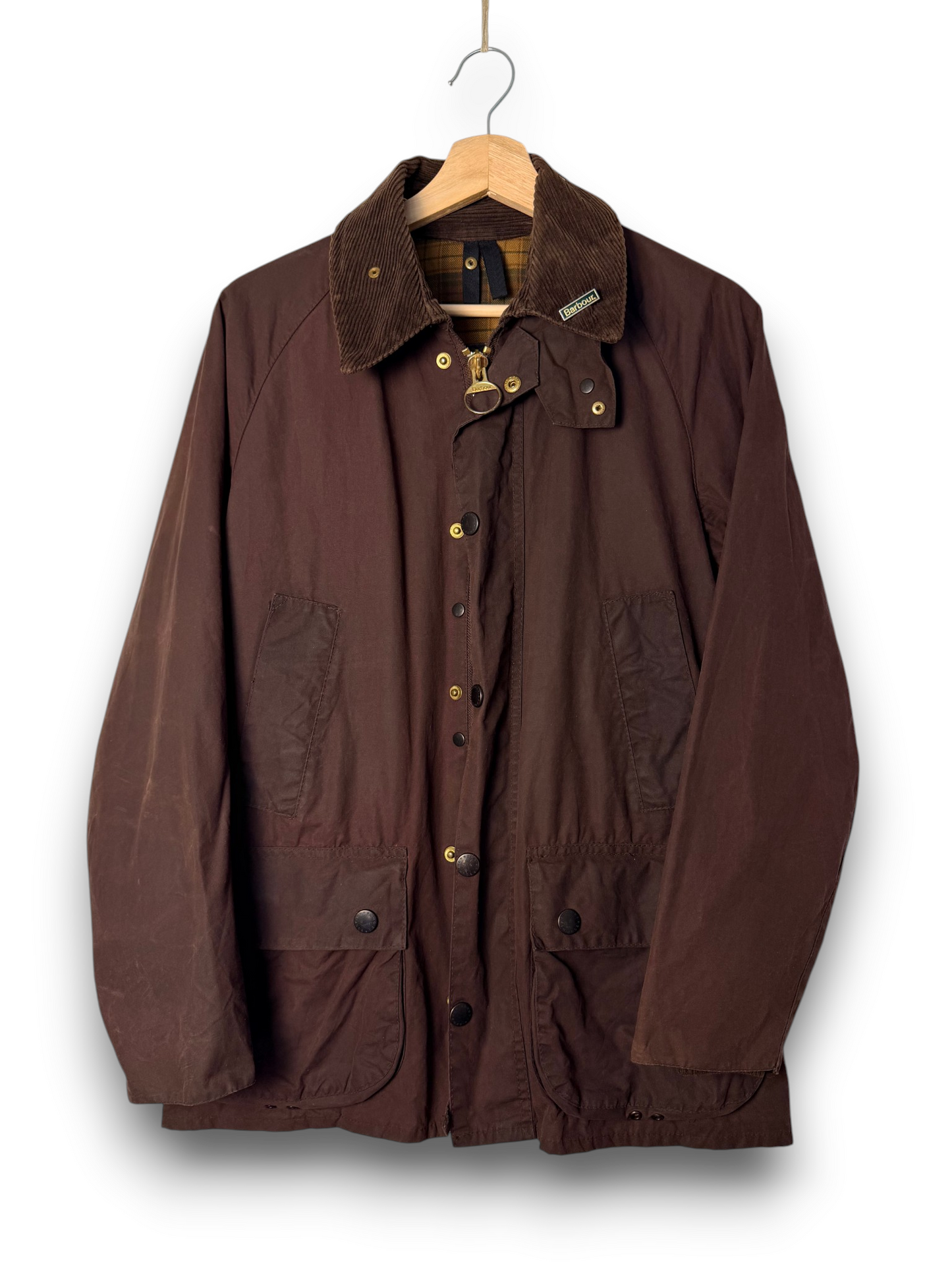 Vintage Barbour Bedale Wax Jacket Brown C38 Medium 1996 Made in England