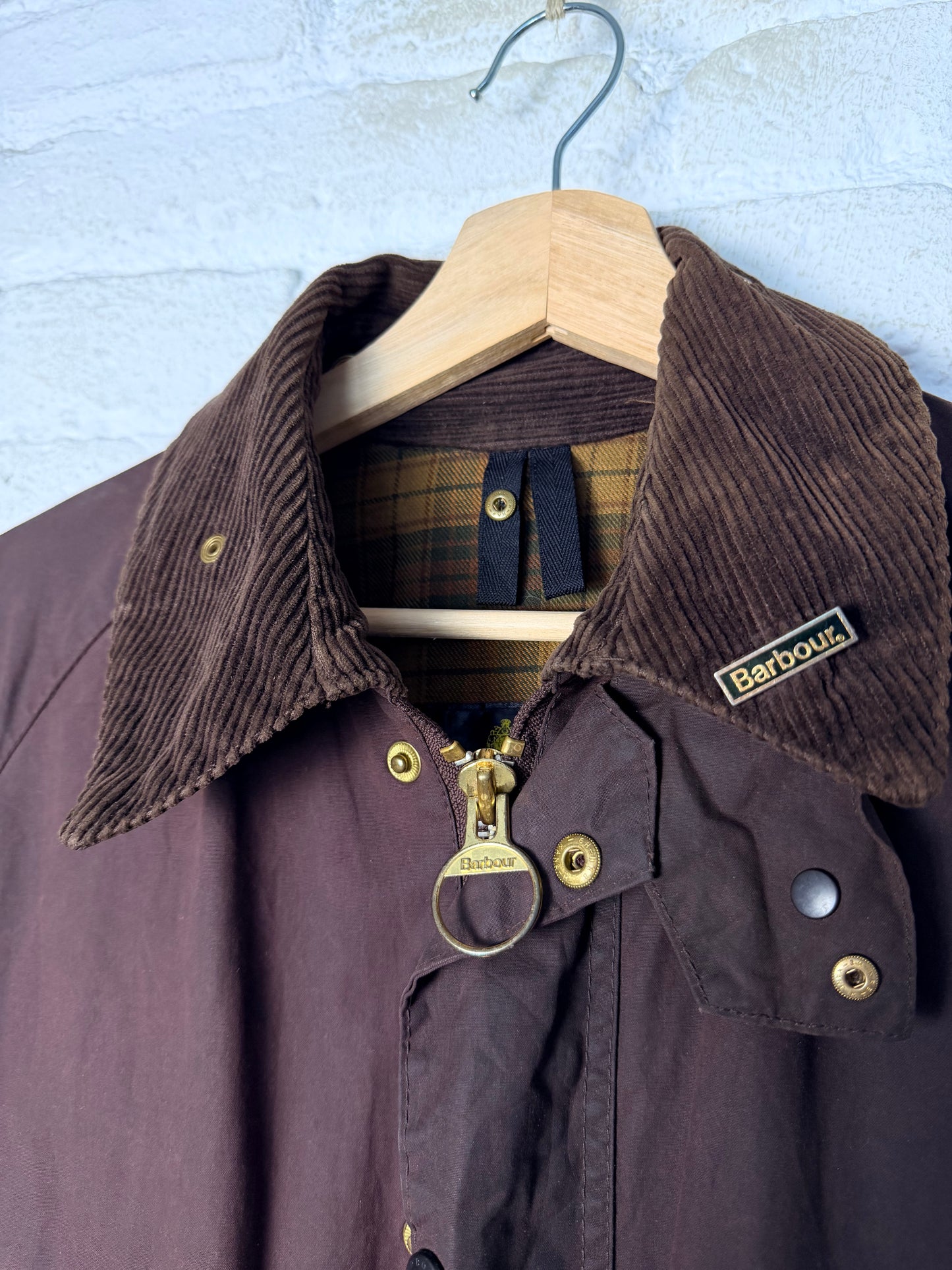Vintage Barbour Bedale Wax Jacket Brown C38 Medium 1996 Made in England