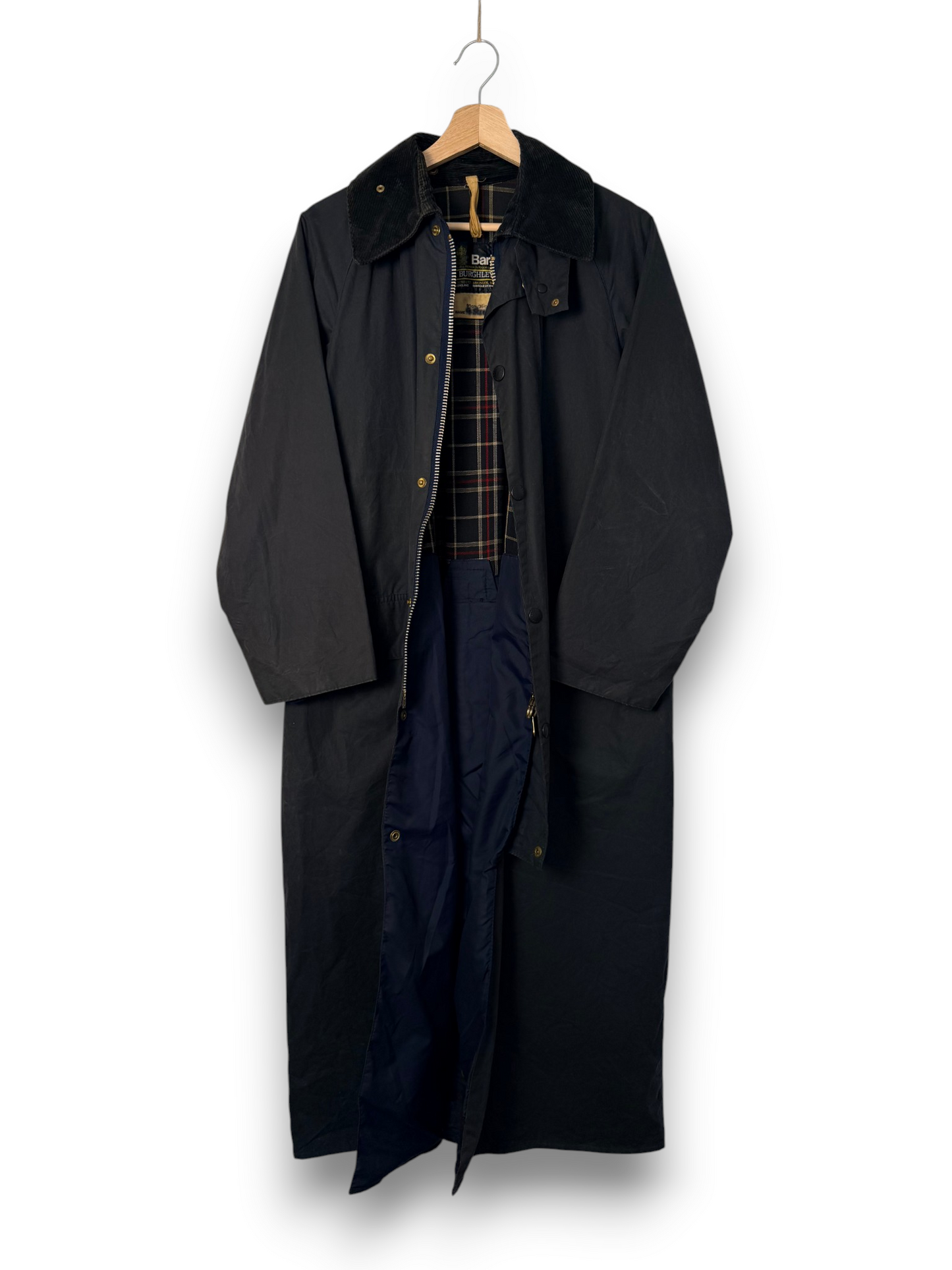 80s Barbour Burghley 2 Crest Wax Coat C36 Navy – Made in England