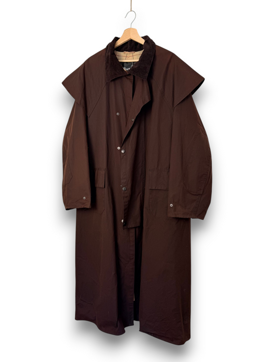 Vintage Barbour Stockman Wax Coat Brown Equestrian Riding Coat Long XL