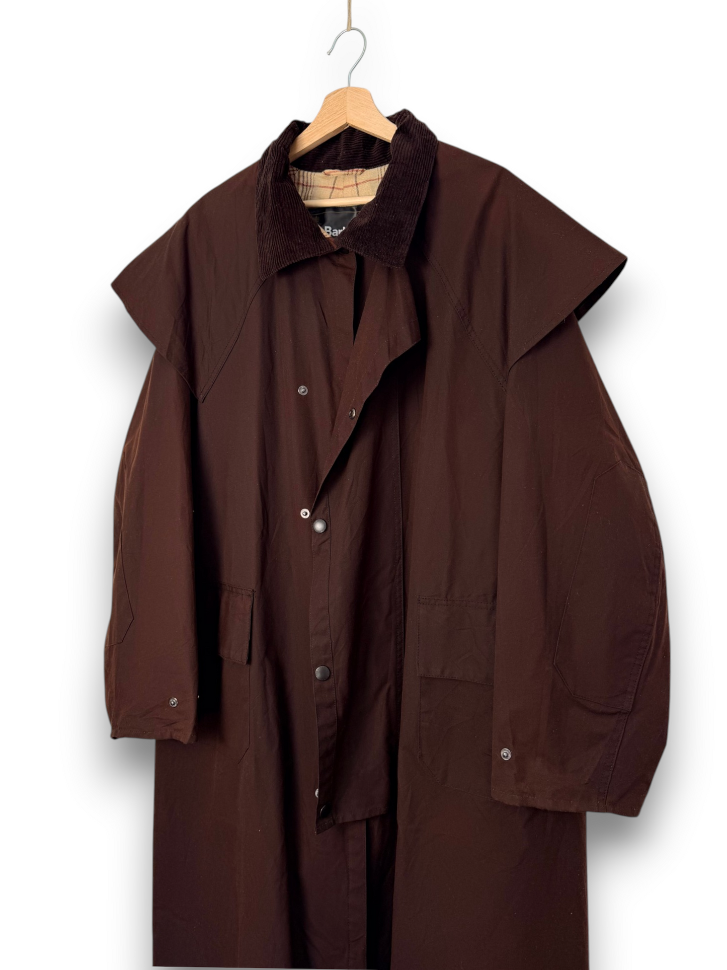 Vintage Barbour Stockman Wax Coat Brown Equestrian Riding Coat Long XL