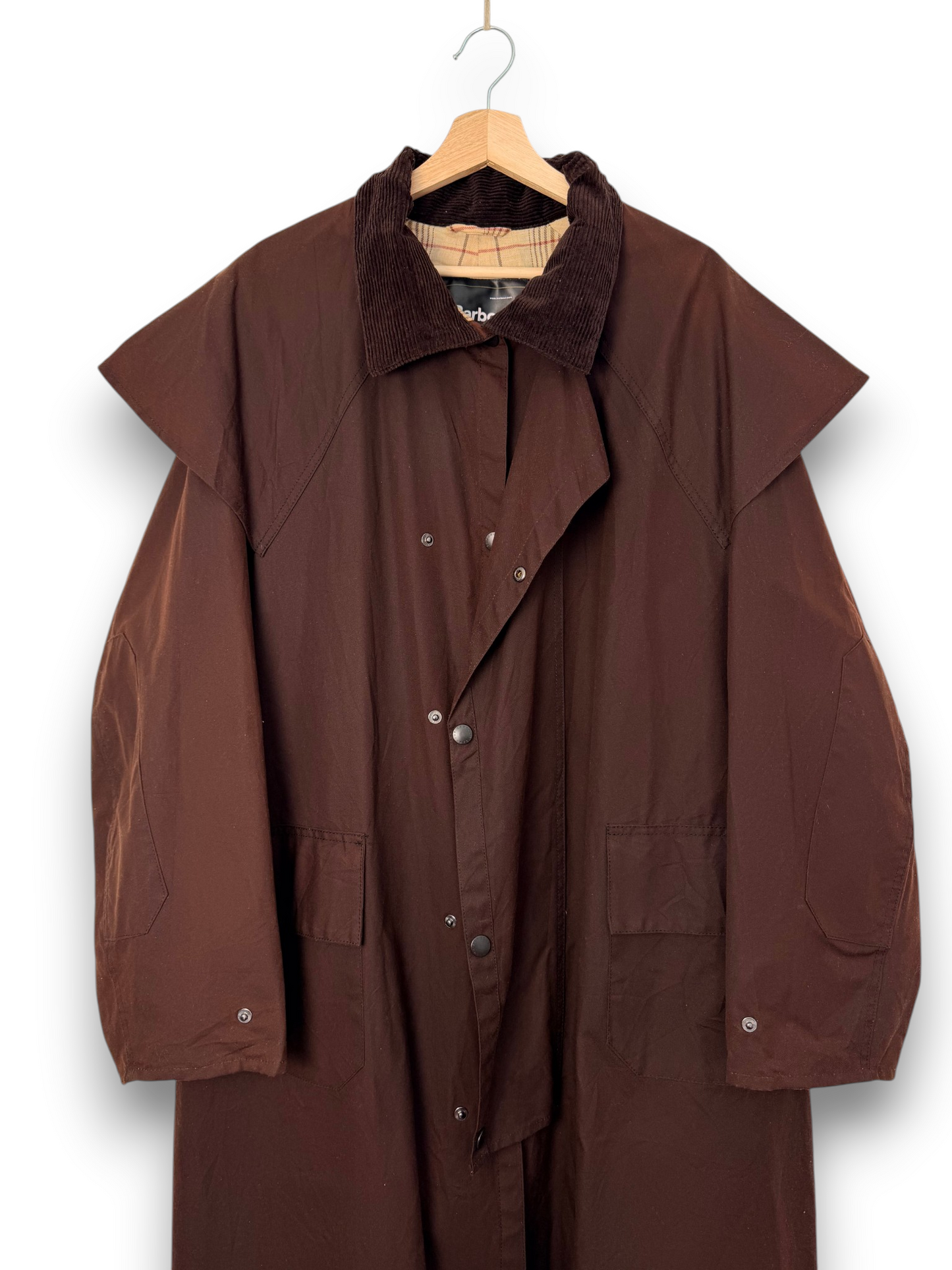 Vintage Barbour Stockman Wax Coat Brown Equestrian Riding Coat Long XL