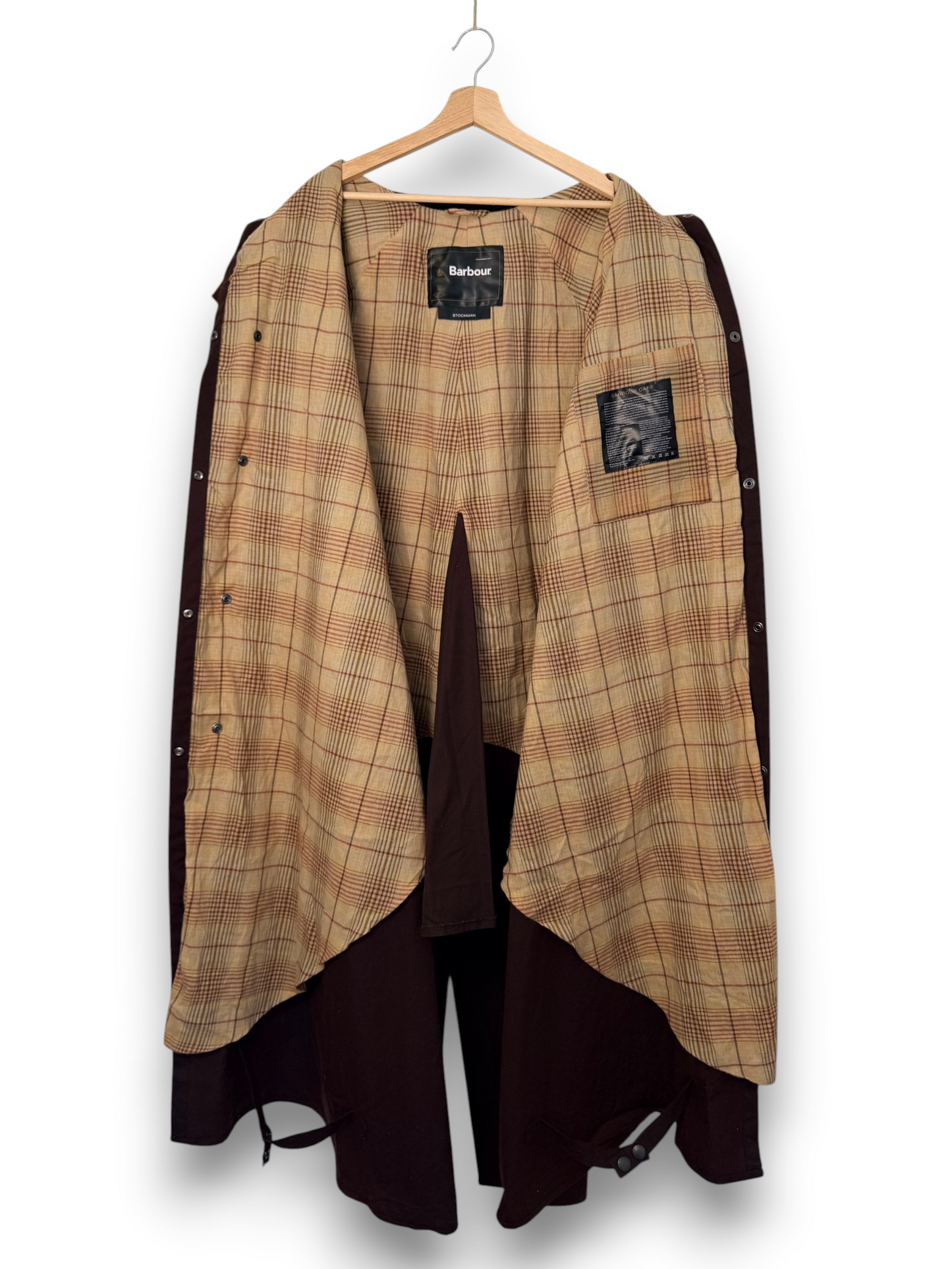 Vintage Barbour Stockman Wax Coat Brown Equestrian Riding Coat Long XL