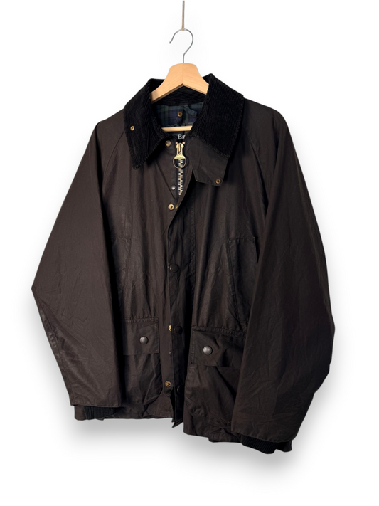 Barbour Bedale Wax Jacket Black XL 1990s Black Watch Tartan Made in England