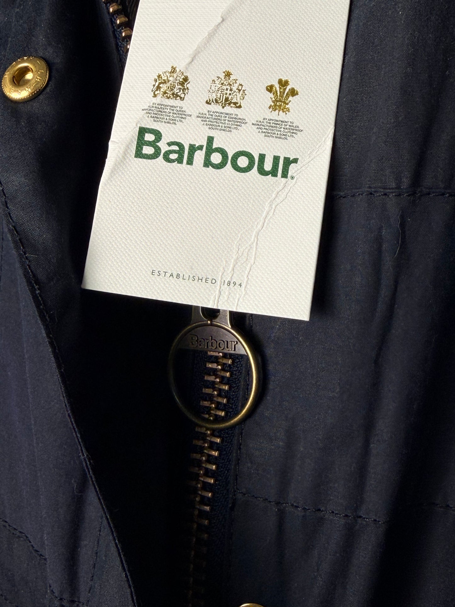 Barbour Reloved Prototype Lady Wax Jacket Navy UK10 / Medium