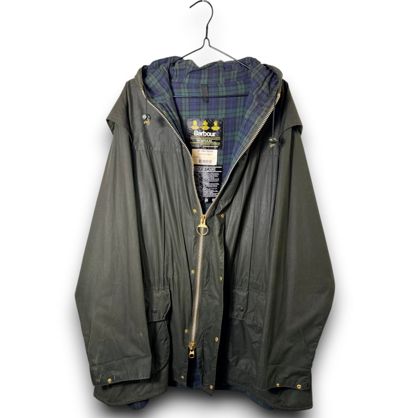 Barbour A5 Lined Durham Wax Jacket Sage Green C48 Size XL Vintage 90s