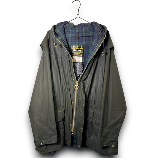 Barbour A5 Lined Durham Wax Jacket Sage Green C48 Size XL Vintage 90s