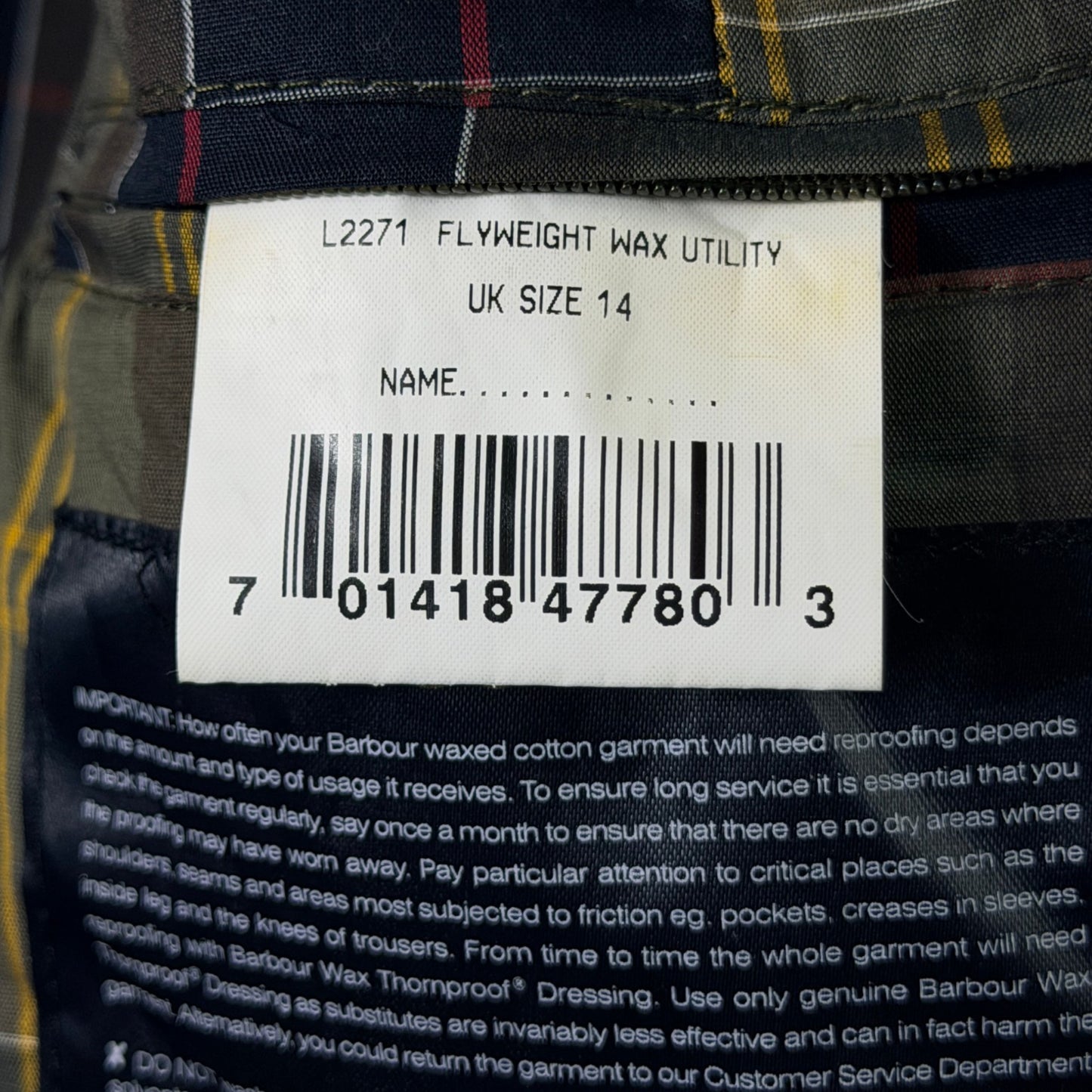 Barbour Flyweight Utility Jacket UK14 Sage Green Women's Vintage