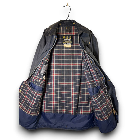 Barbour Border Waxed Jacket C38 Blue Vintage 1989 Men's Size M