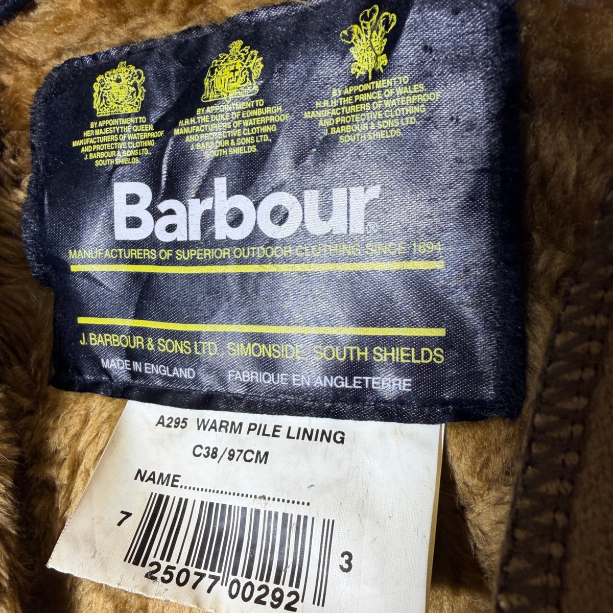 Barbour A295 C38 Body Warmer Liner – Button Version – Vintage Jacket Inner Liner