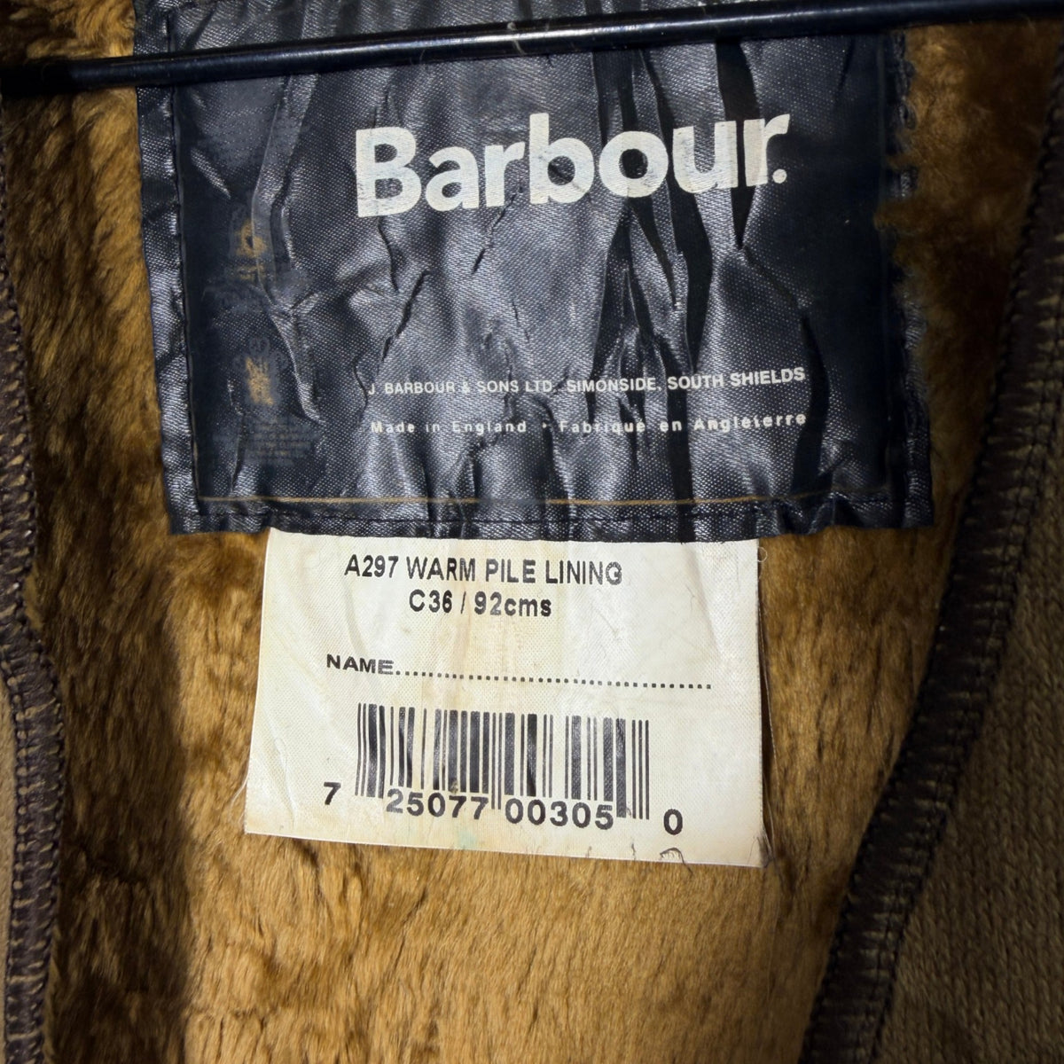 Barbour A297 C36 Body Warmer Liner – Button Version – Vintage Jacket Inner Liner