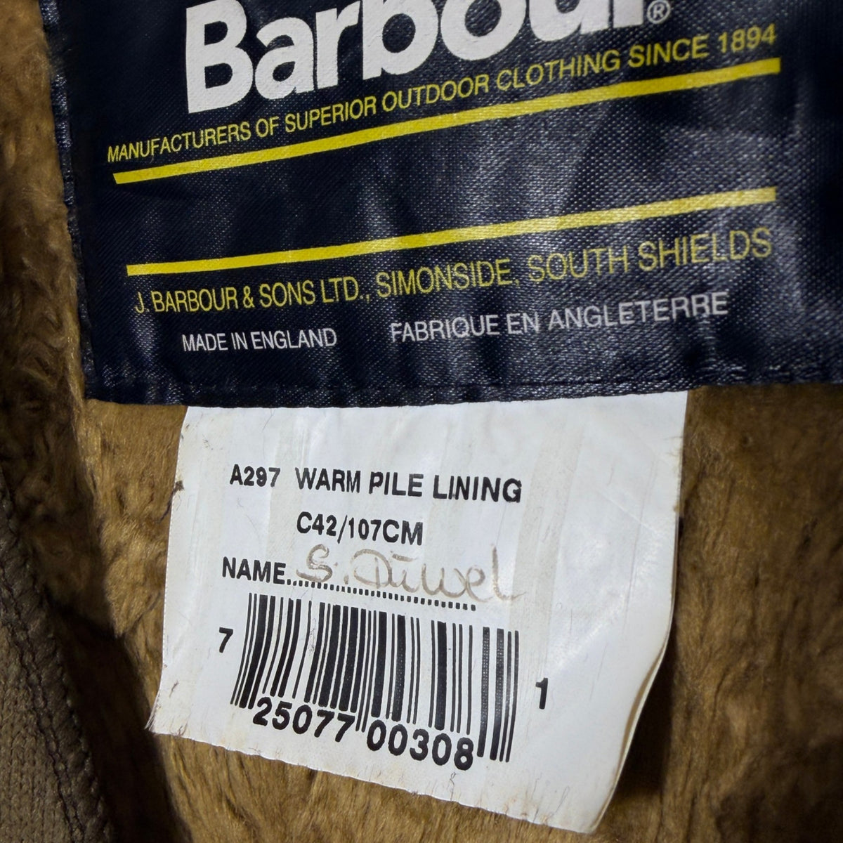 Barbour A297 C42 Body Warmer Liner – Button Version – Vintage Jacket Inner Liner