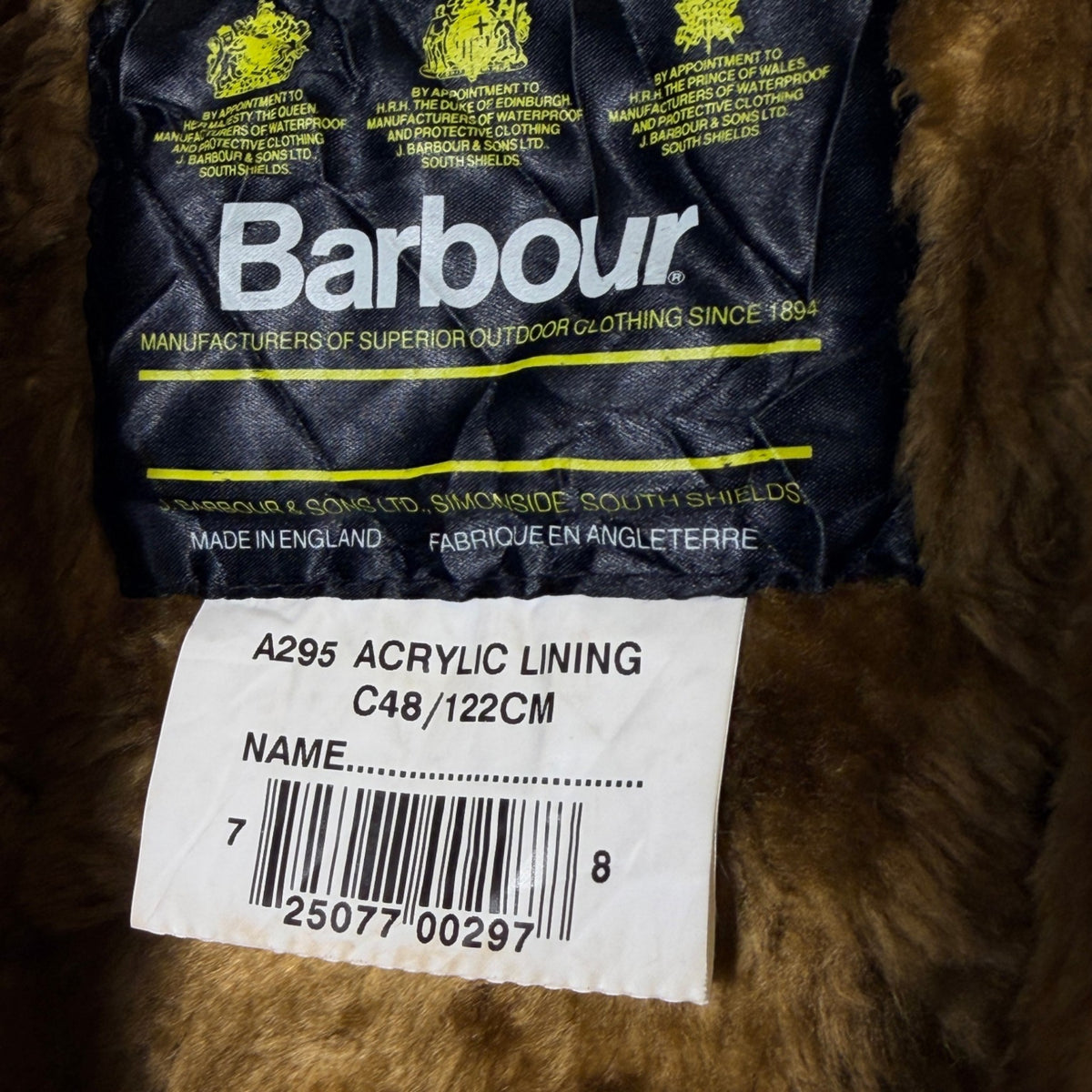 Barbour A295 C48 Body Warmer Liner – Button Version – Vintage Jacket Inner Liner
