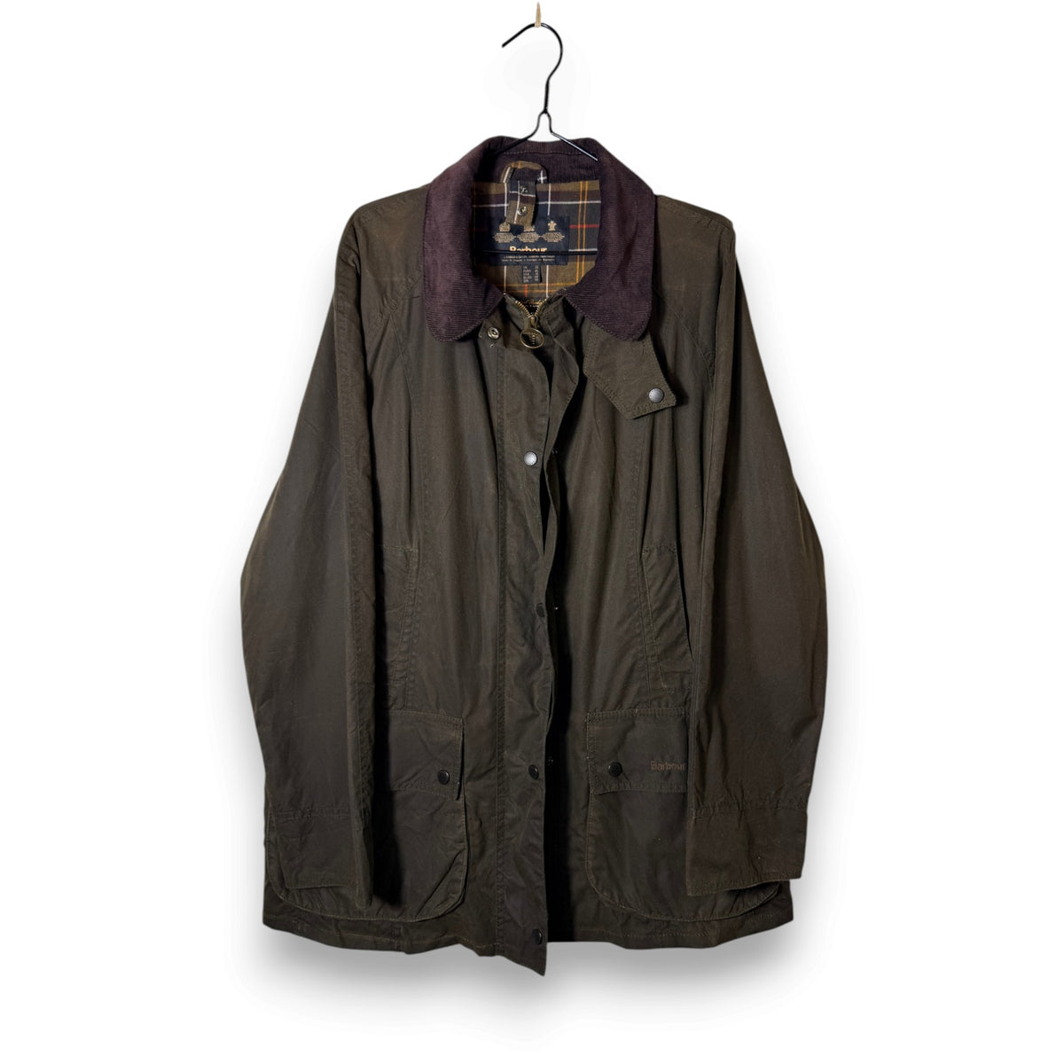 Barbour Beadnell Waxed Jacket Olive Women's Size XL Vintage UK 20