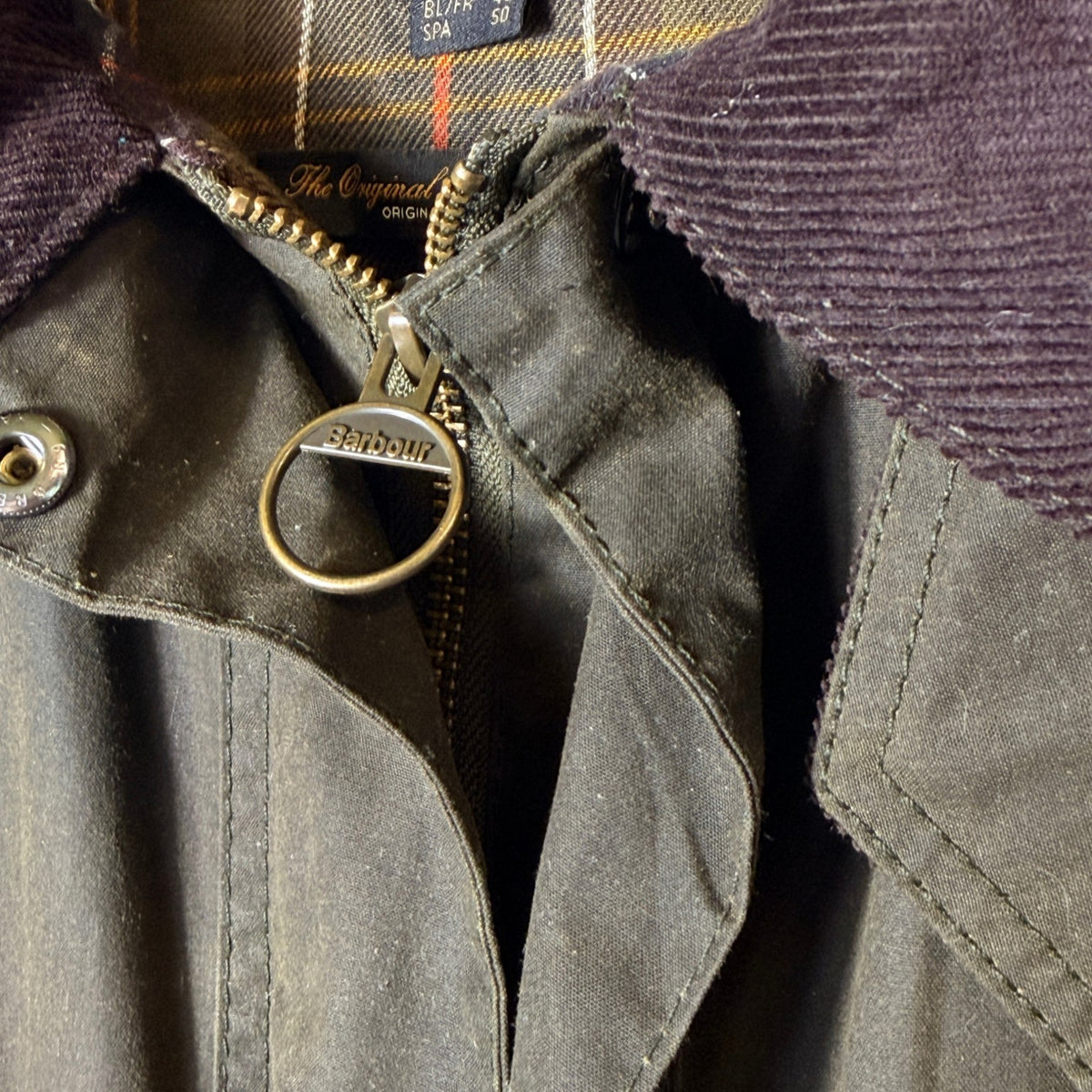 Barbour Beadnell Waxed Jacket Olive Women's Size XL Vintage UK 20
