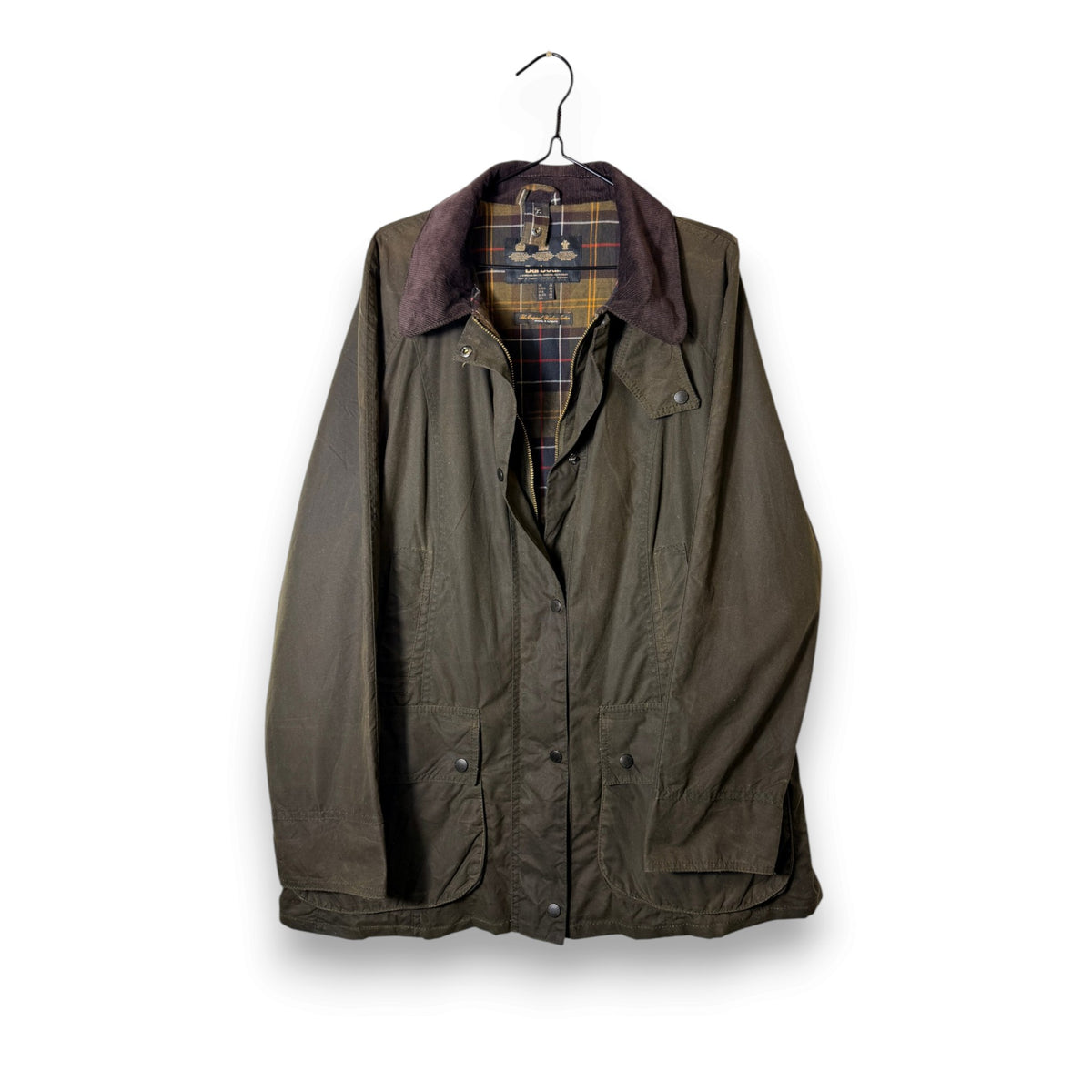 Barbour Beadnell Waxed Jacket Olive Women's Size XL Vintage UK 20
