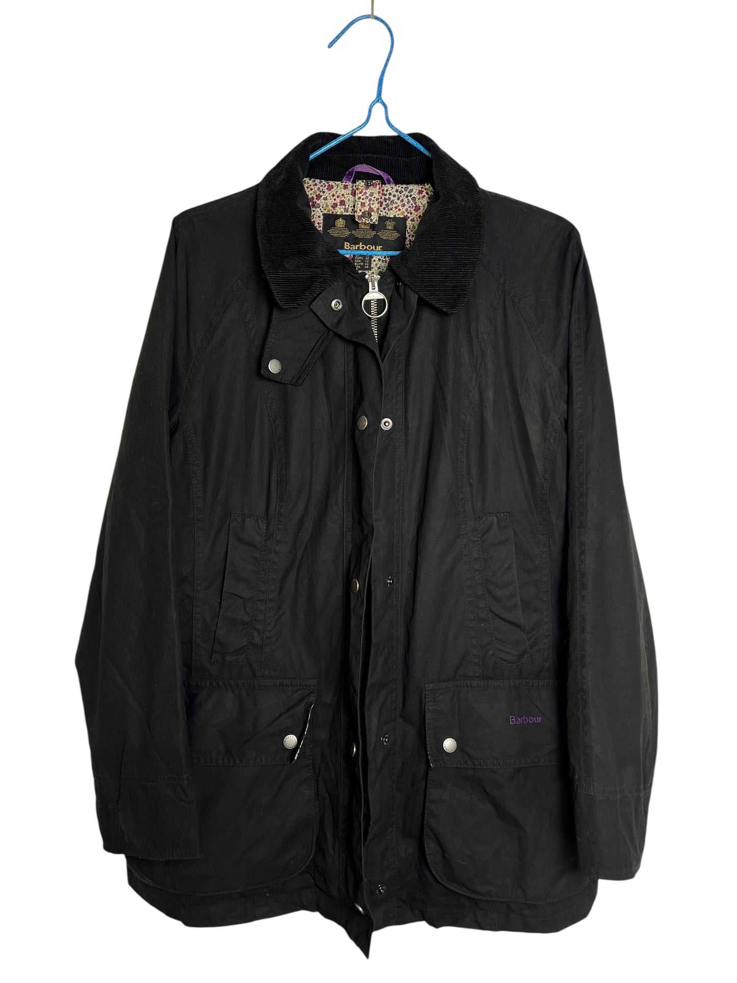 Barbour Beadnell Liberty Wax Jacket Navy Floral Lining Womens Uk16 XL