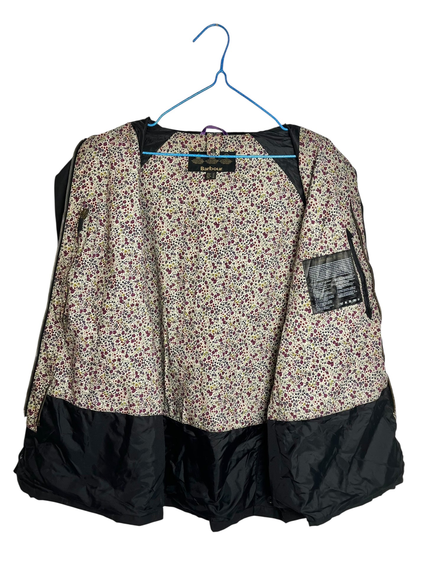 Barbour Beadnell Liberty Wax Jacket Navy Floral Lining Womens Uk16 XL