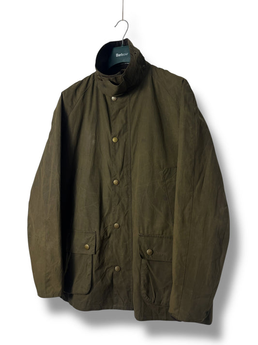 Barbour Ashby Olive Wax Jacket XXL Waxed Cotton Tartan Lining